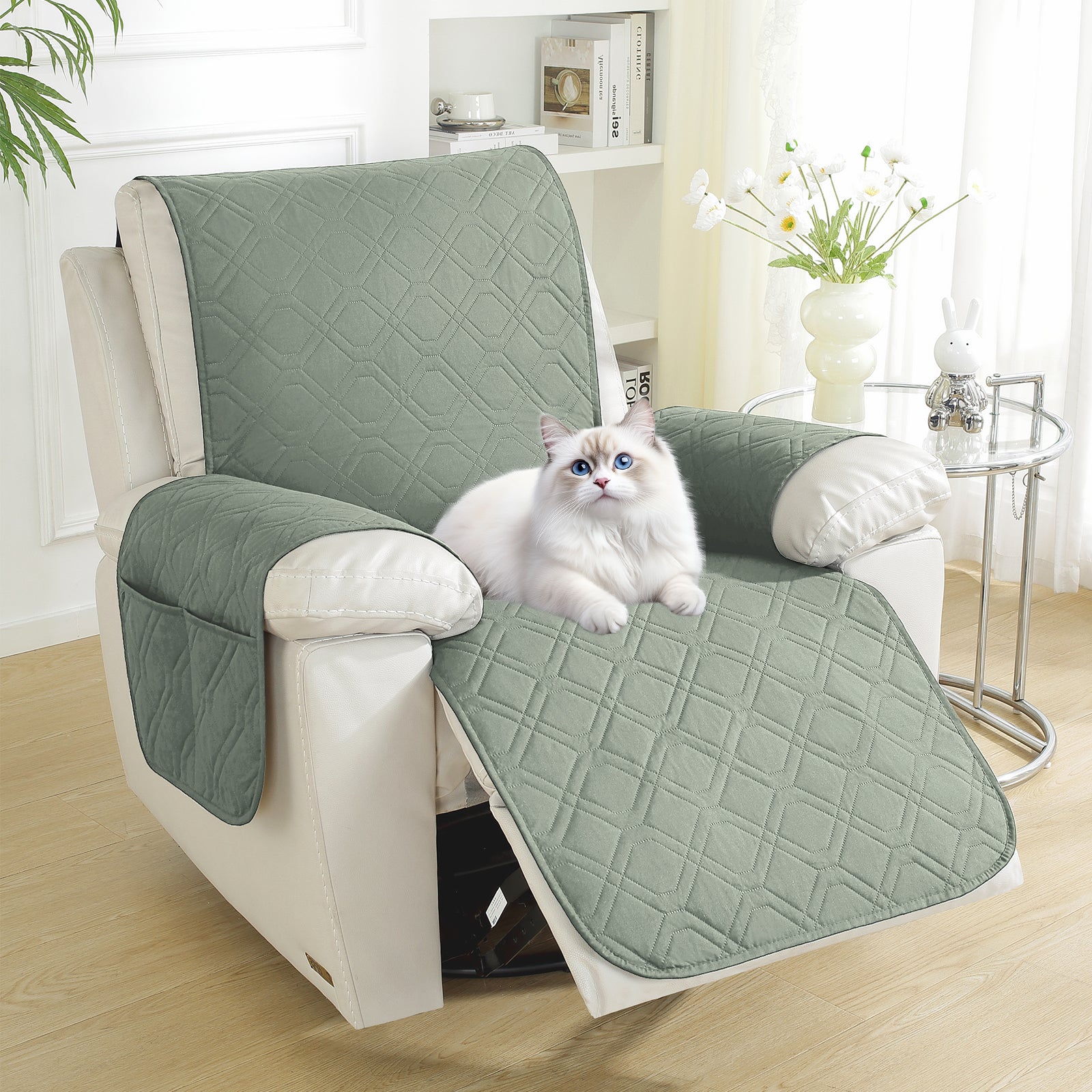 Larger imperméable Recliner Armchair couverture with accoudoirs antidérapant Pockets