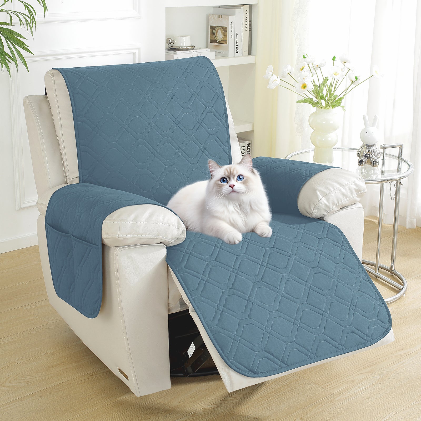Larger imperméable Recliner Armchair couverture with accoudoirs antidérapant Pockets