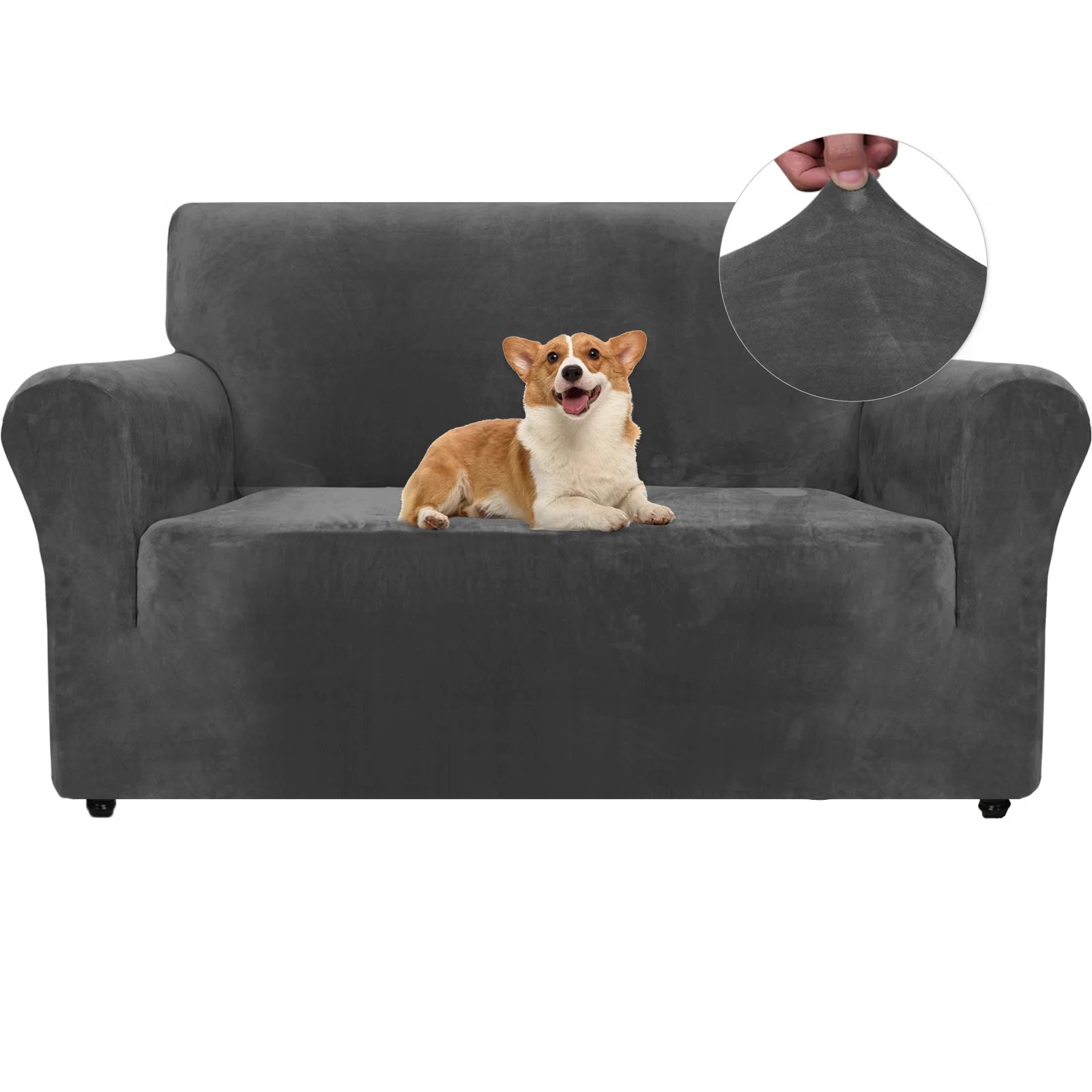 YSTYLE Velvet 2 Seater Sofa Cover – Stretch Fit, Anti-Scratch, Pet-Friendly, Non-Slip, Washable