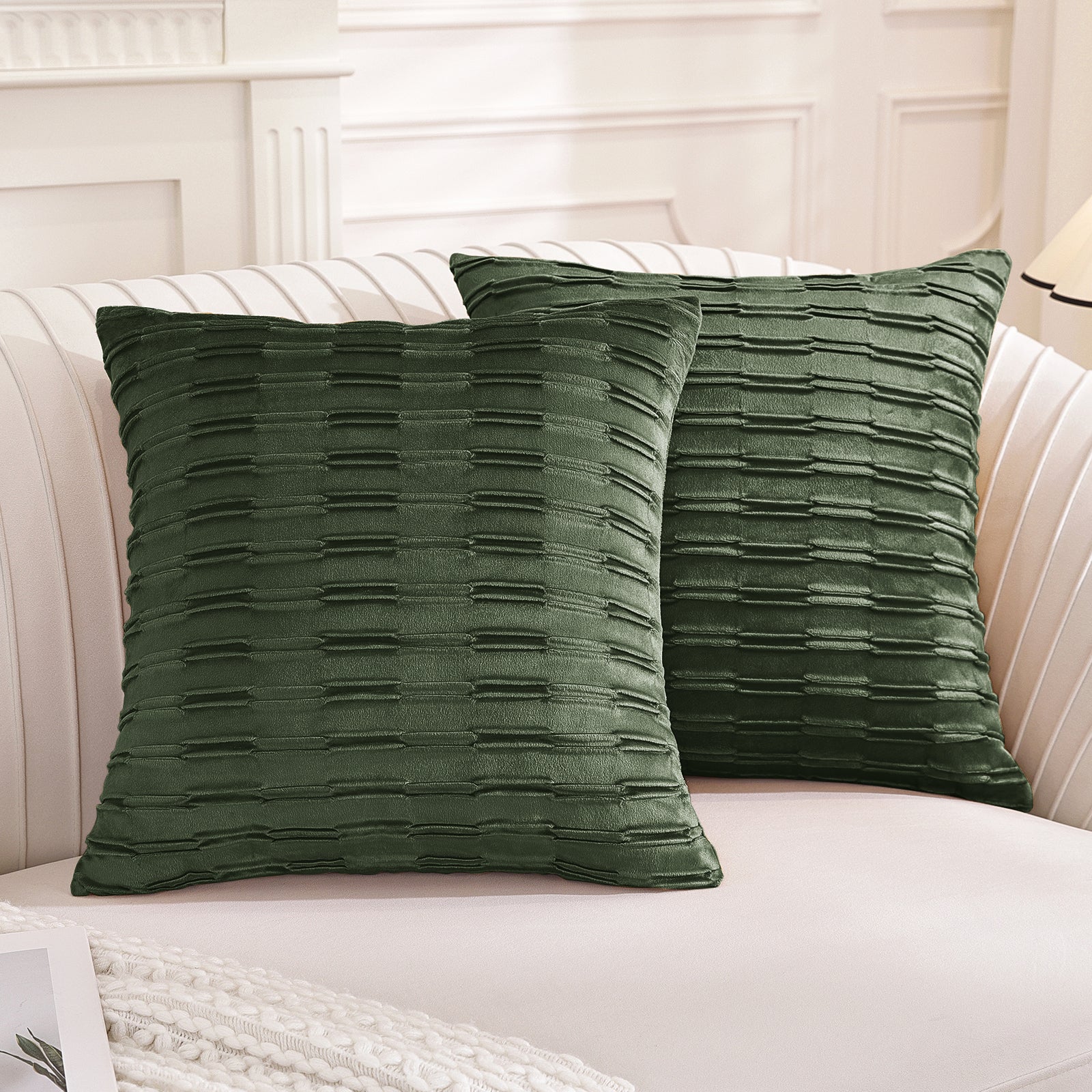 Ystyle 2 Pieces Velvet Cushion Covers 60x60cm Hidden Zipper-YSTYLE
