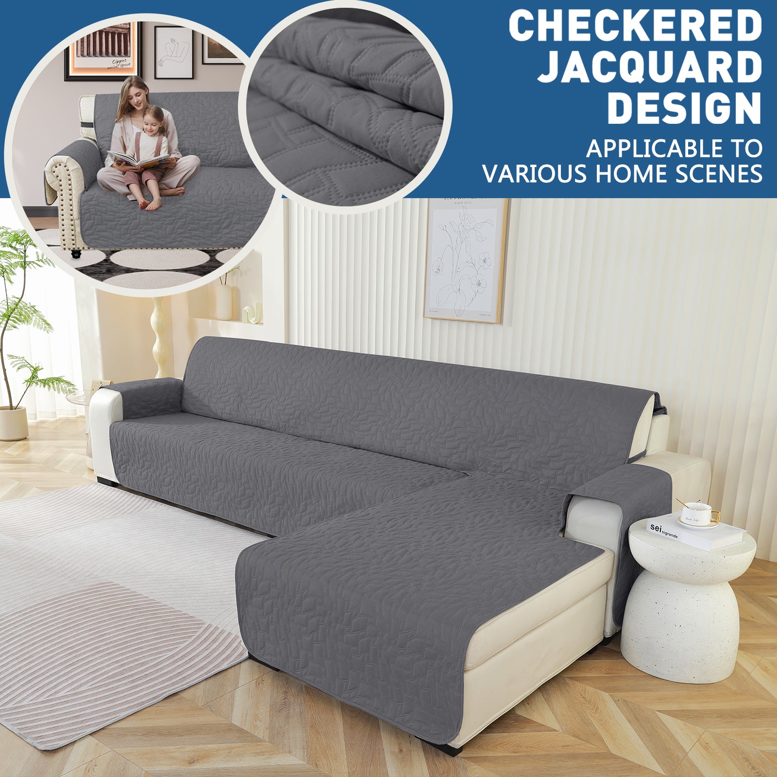 Copertura Impermeabile Reversibile per Divano Angolare a 4 Posti Penisola | YSTYLE