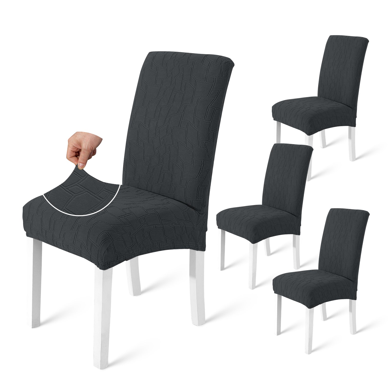 Ystyle 4-Piece Chair Covers with Backrest, Elastic Living Room Kitchen Chair Slipcovers, Soft Comfortable Anti-Scratch Chair Covers, Easy to Clean and Durable, Washable Removable