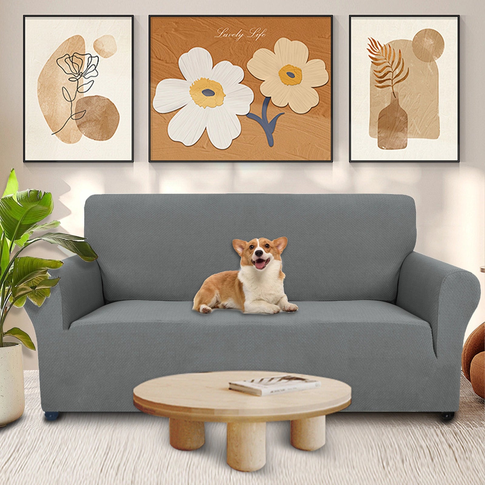 YSTYLE 2 Seater Sofa Cover – Stretch Jacquard, Anti-Slip, Cat-Proof, Washable, Full Cover-Knot