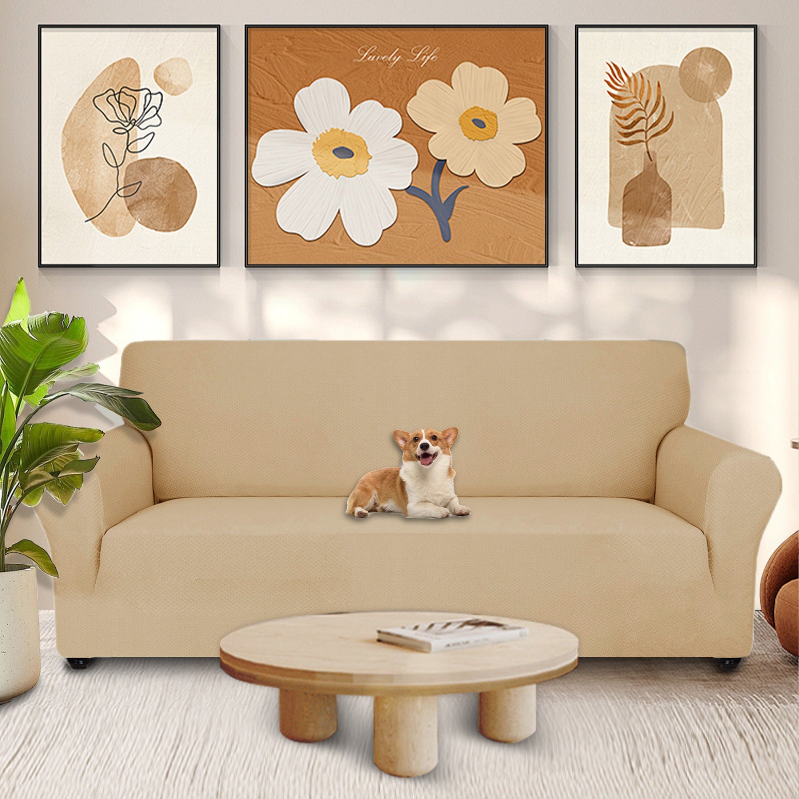 YSTYLE Stretch 3 Seater Sofa Cover Jacquard Anti-Slip-YSTYLE