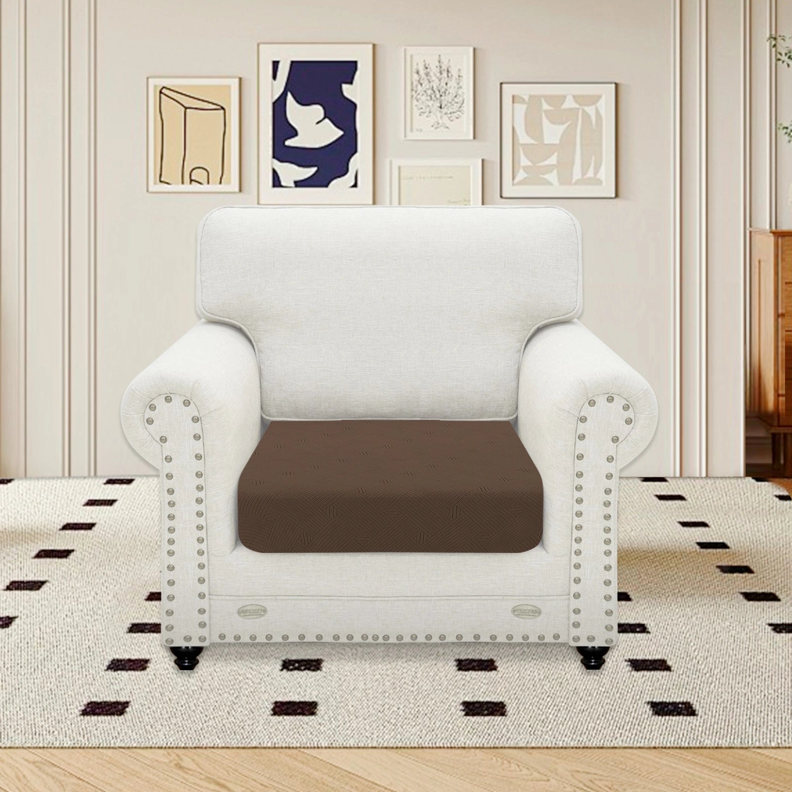 YSTYLE Sofa 1 Piece Cushion Cover – Stretch Fit, Anti-Slip, Geometric Pattern, Universal Use, Full Protection-Intertwined Pattern