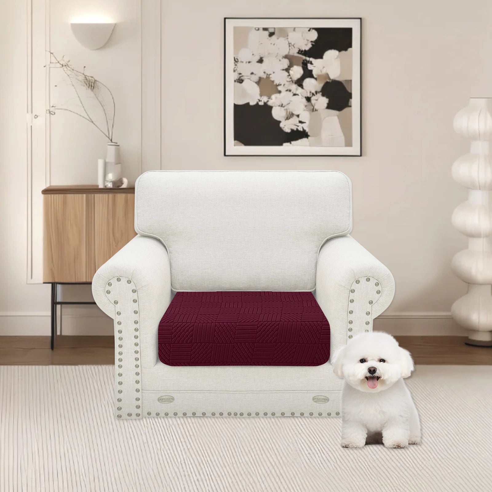 YSTYLE 1 Piece Sofa Cushion Cover – Stretch Fit, Elastic Bottom, Universal Use, Anti-Slip, Full Protection-Five Line