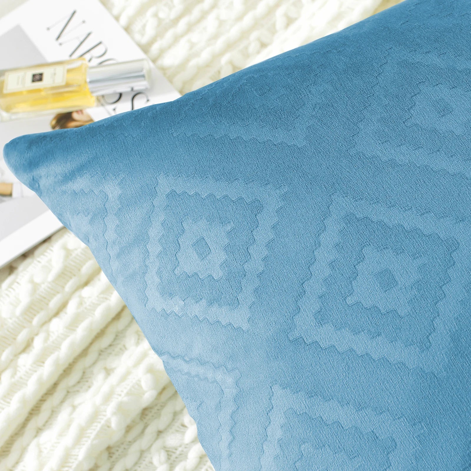 YSTYLE Velvet Sofa Cushion Covers, Decorative Throw Pillow Covers, 2 pcs, Hidden Zipper-Square shape