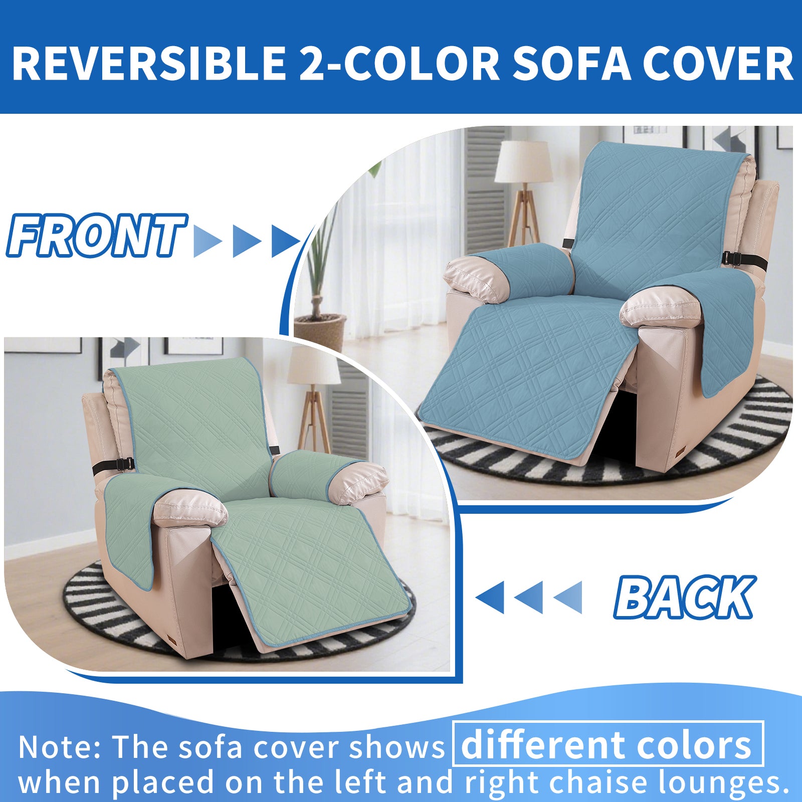 YSTYLE Reversible Reclining Armchair Cover with Armrests Anti Scratch-YSTYLE