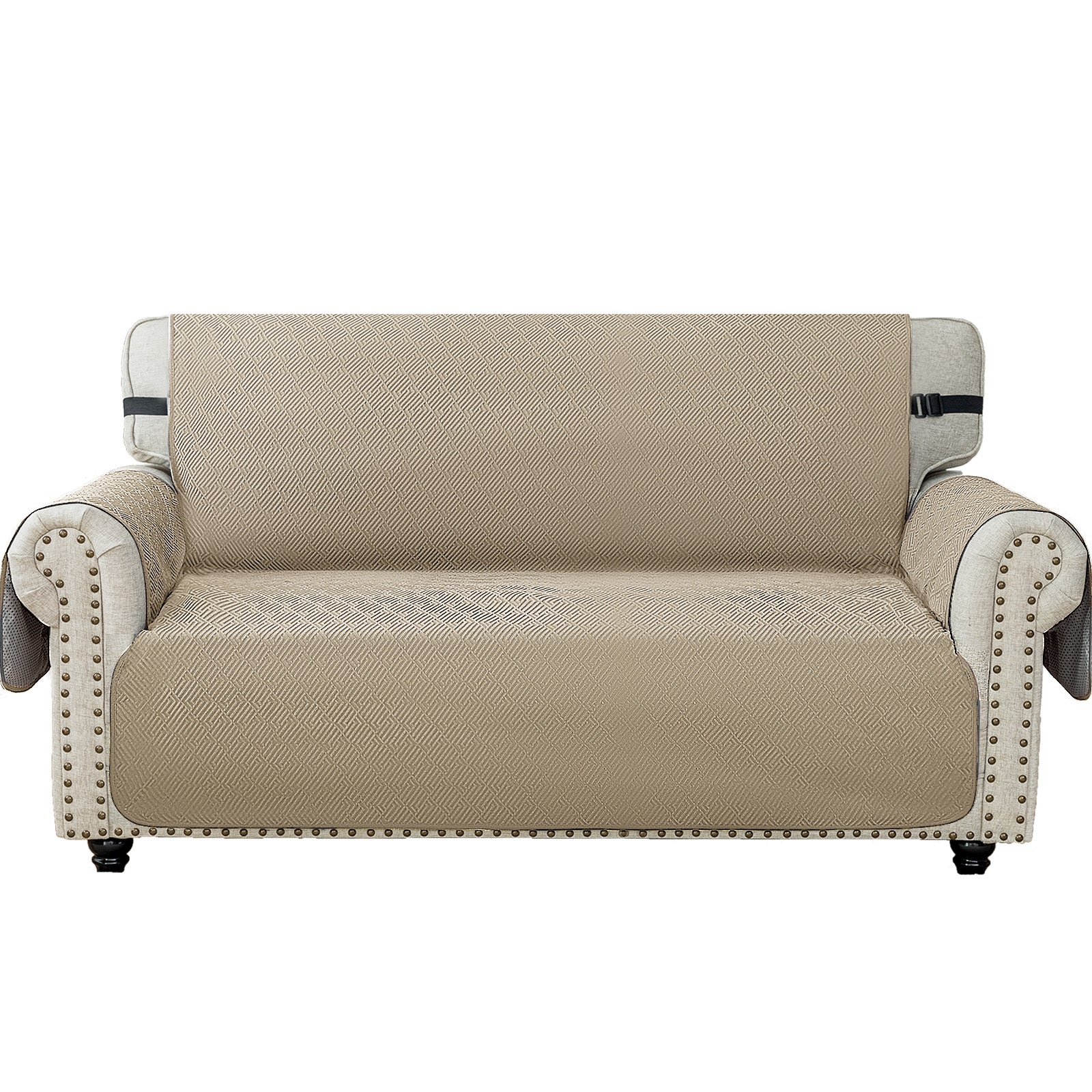 YSTYLE 3 Seater Sofa Cover with Armrests Geometric Pattern Anti Slip-YSTYLE