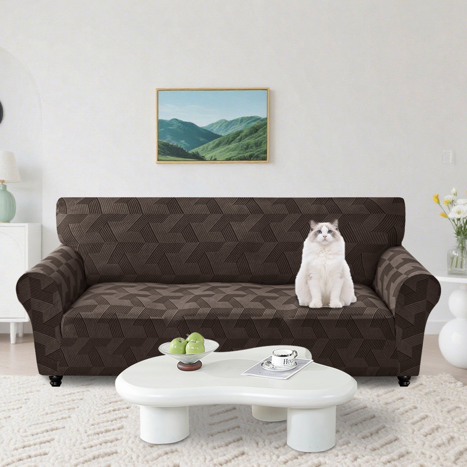 Ystyle 1-Seat Sofa Cover with Armrests, Elastic Universal Sofa Protector, Stain-Resistant & Non-Slip Sofa Slipcover, Anti-Scratch, Super Stretch, Machine Washable