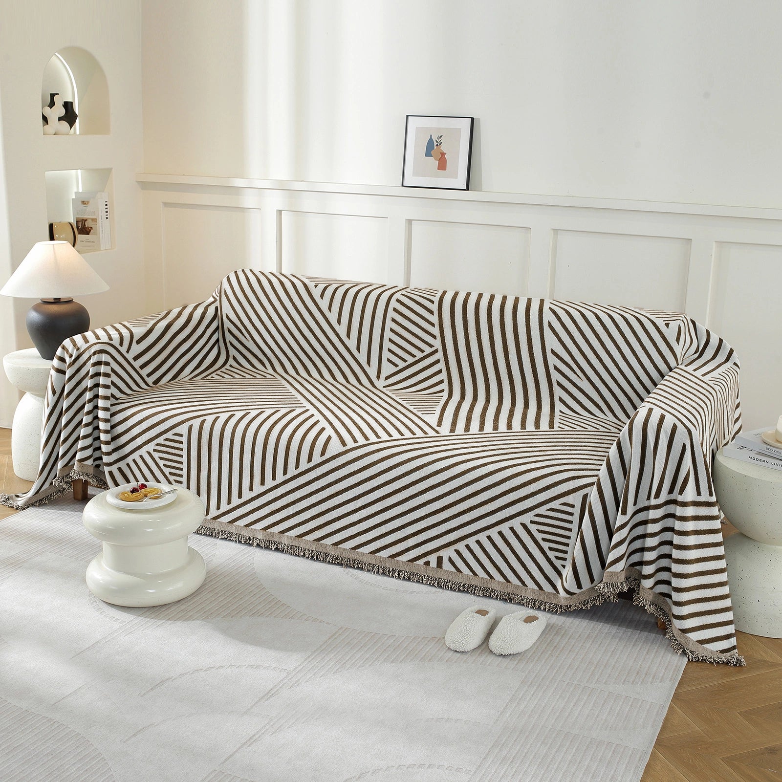 YSTYLE 3 Seater Sofa Blanket,Full Coverage,Stain-Resistant,All-Season Design-Line Crossing