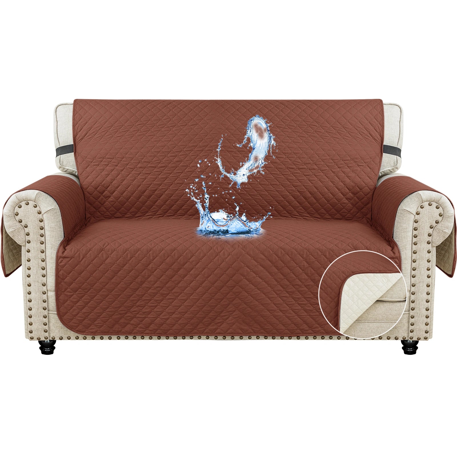 YSTYLE Waterproof 2 Seater Sofa Cover with Armrests Anti-Slip-YSTYLE