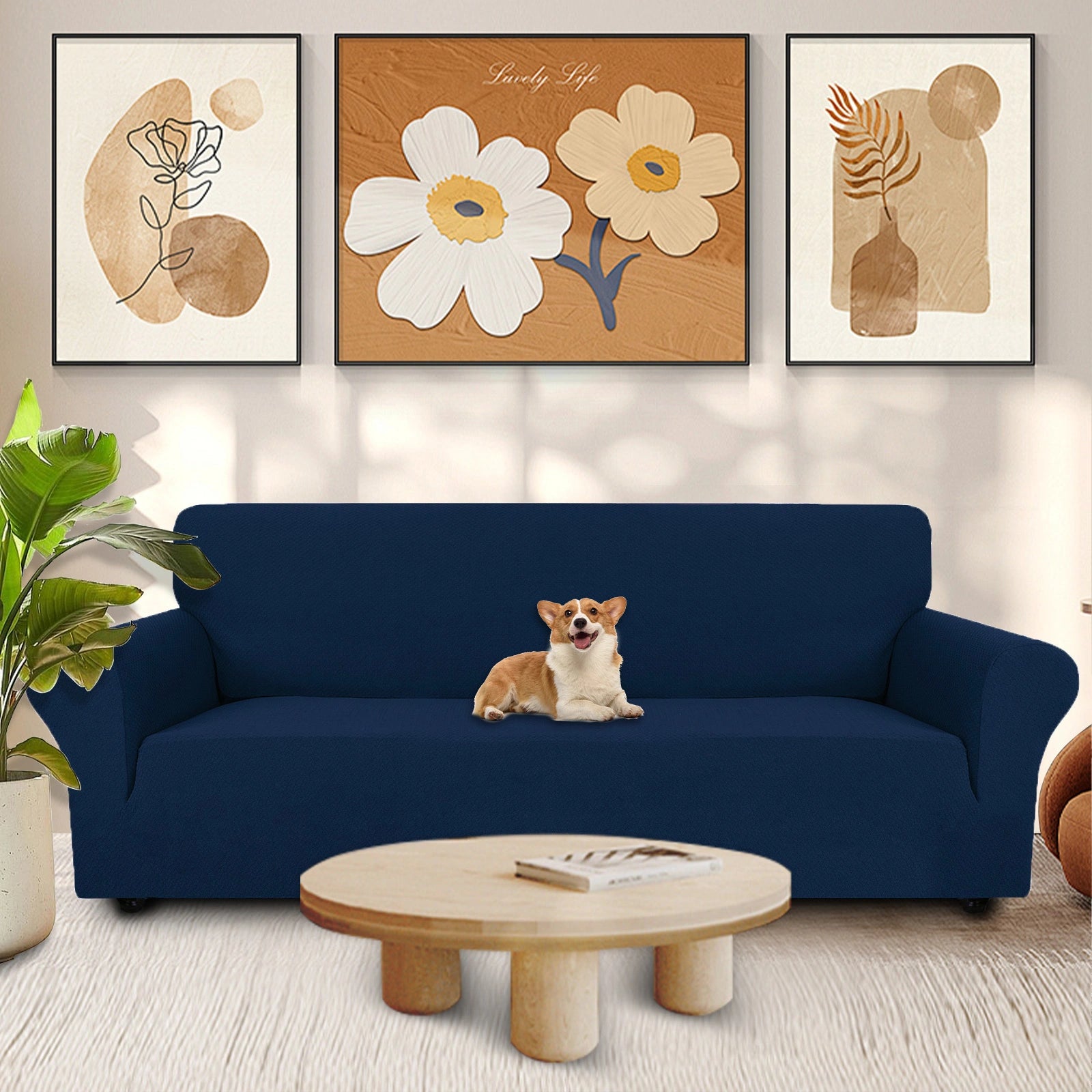 YSTYLE 4 Seater Sofa Cover – Stretch Jacquard, Anti-Slip, Cat-Proof, Washable, Full Cover-Knot