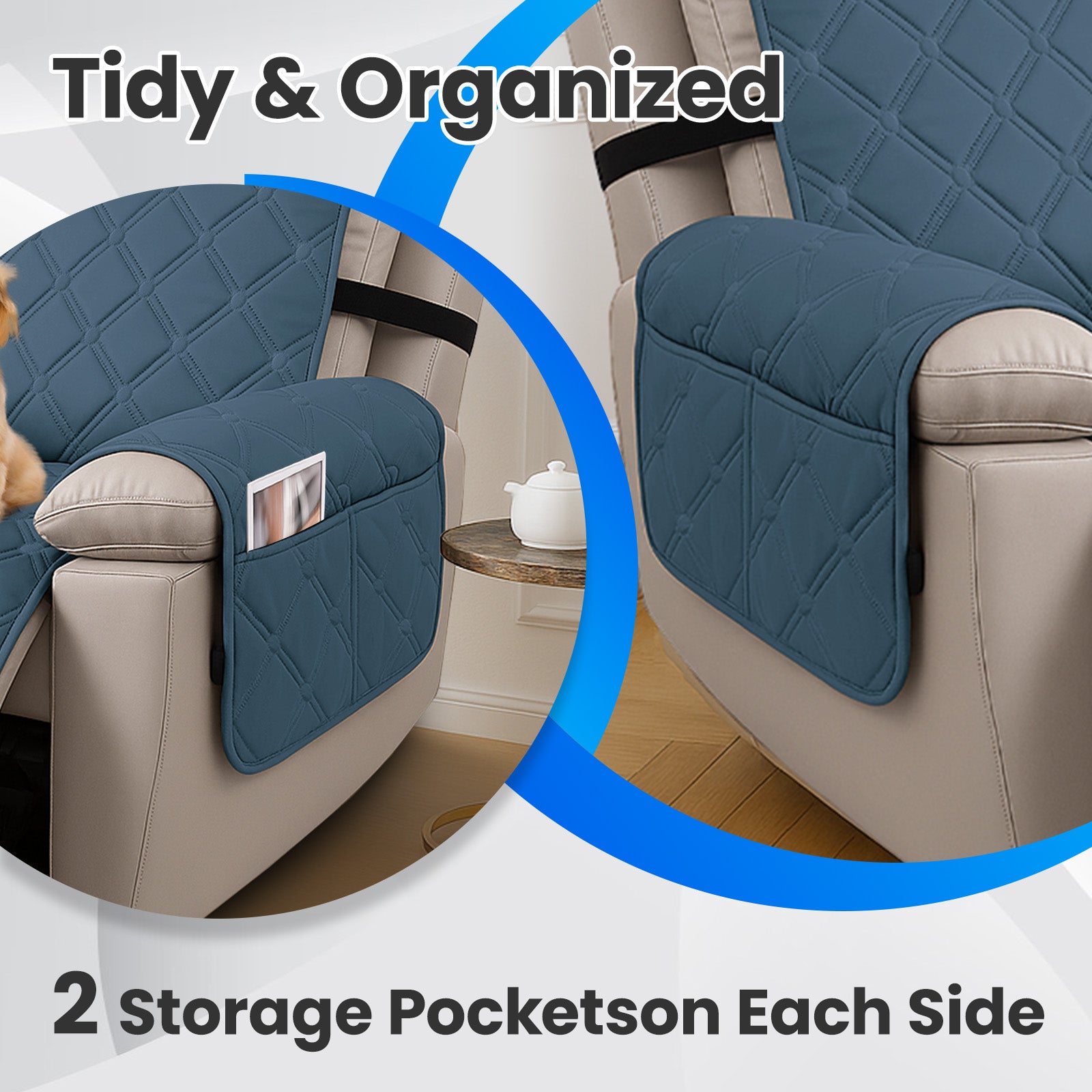 YSTYLE Waterproof Armchair Cover with Pockets and Non Slip Backing-YSTYLE