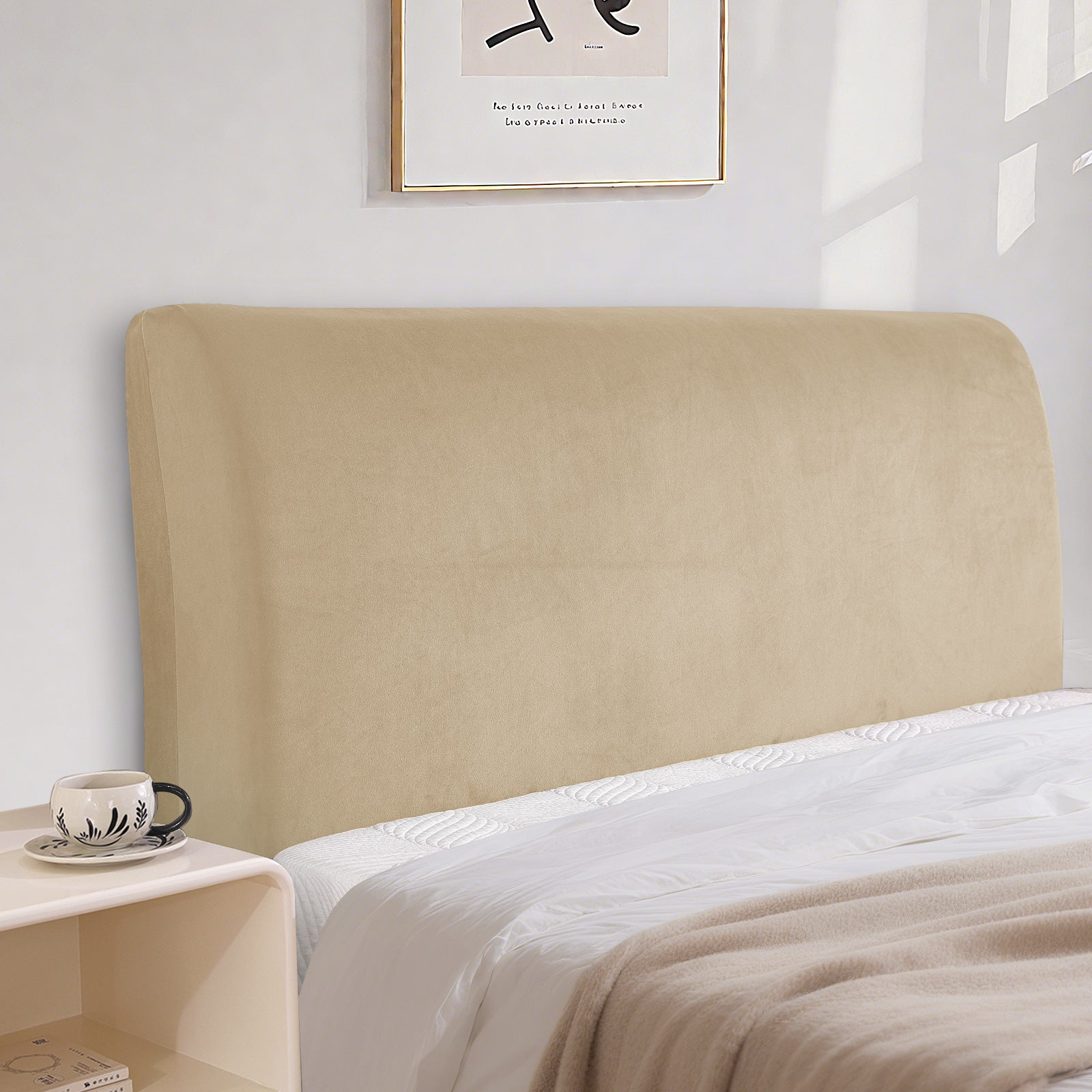 Ystyle 180cm Velvet Headboard Cover, Elastic Slipcover for Bed Headboard, Solid Color Washable Headboard Protector for Single/Double Beds