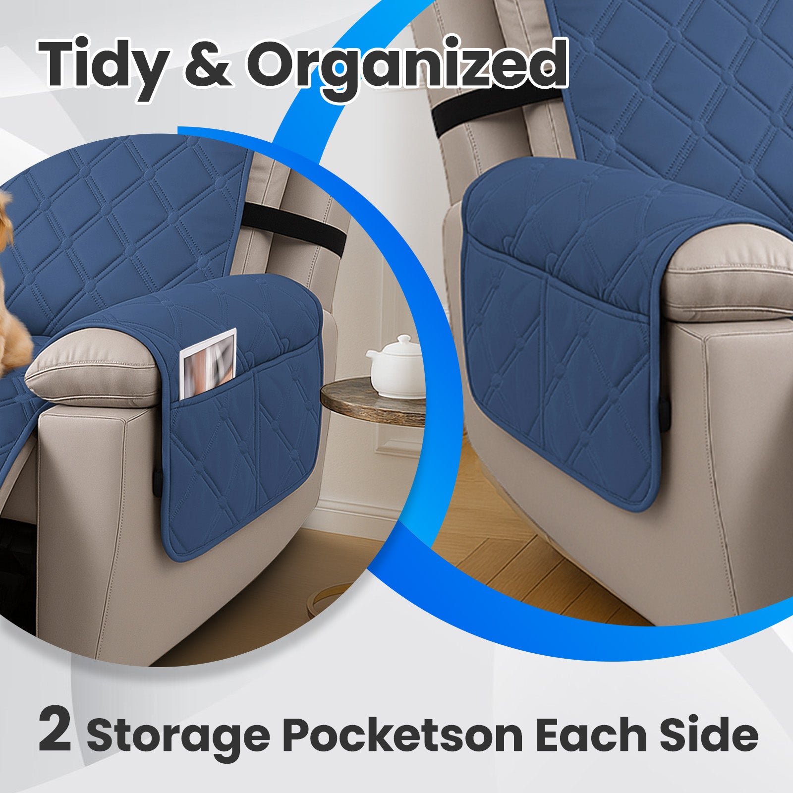 YSTYLE Waterproof Armchair Cover with Pockets and Non Slip Backing-YSTYLE