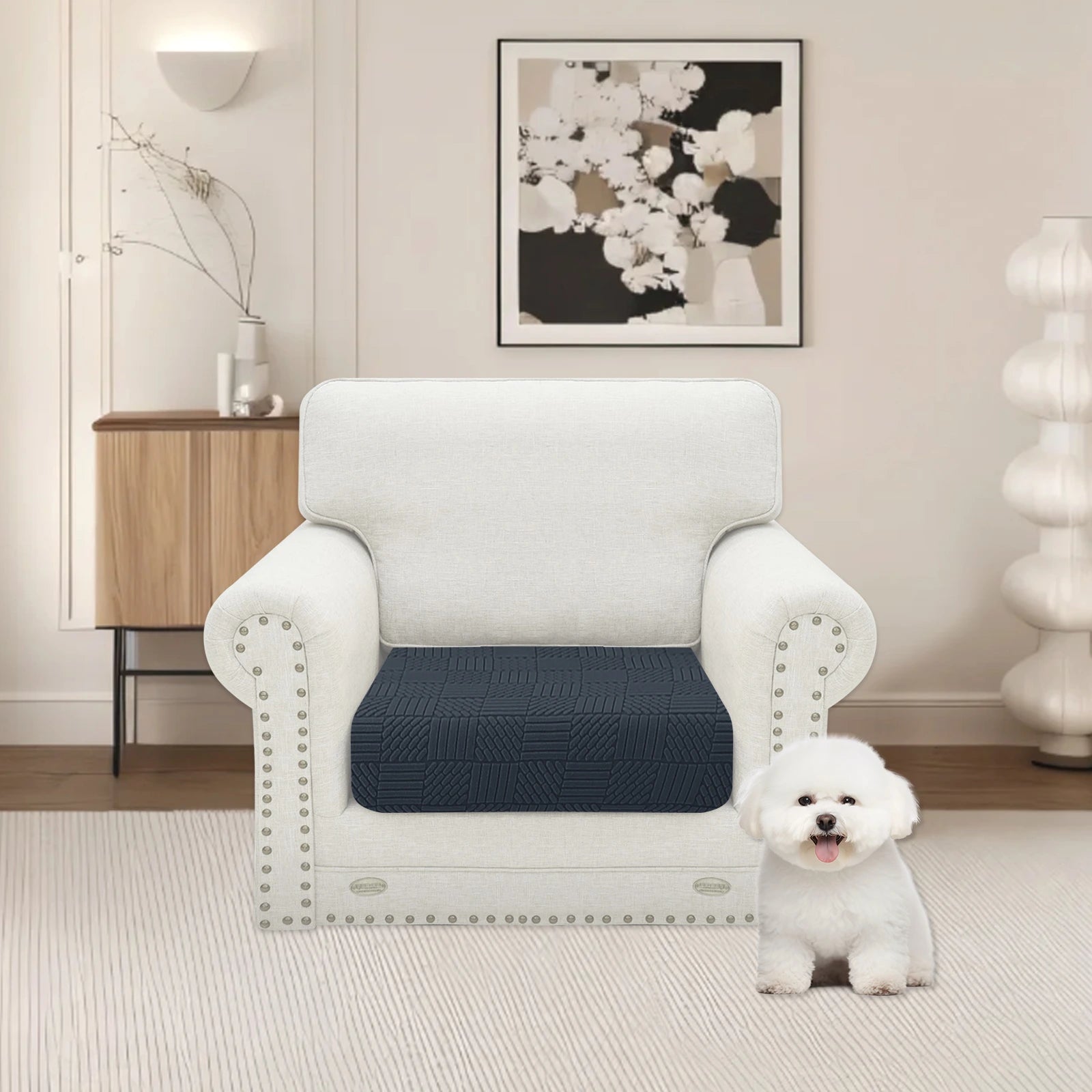 YSTYLE 1 Piece Sofa Cushion Cover – Stretch Fit, Elastic Bottom, Universal Use, Anti-Slip, Full Protection-Five Line