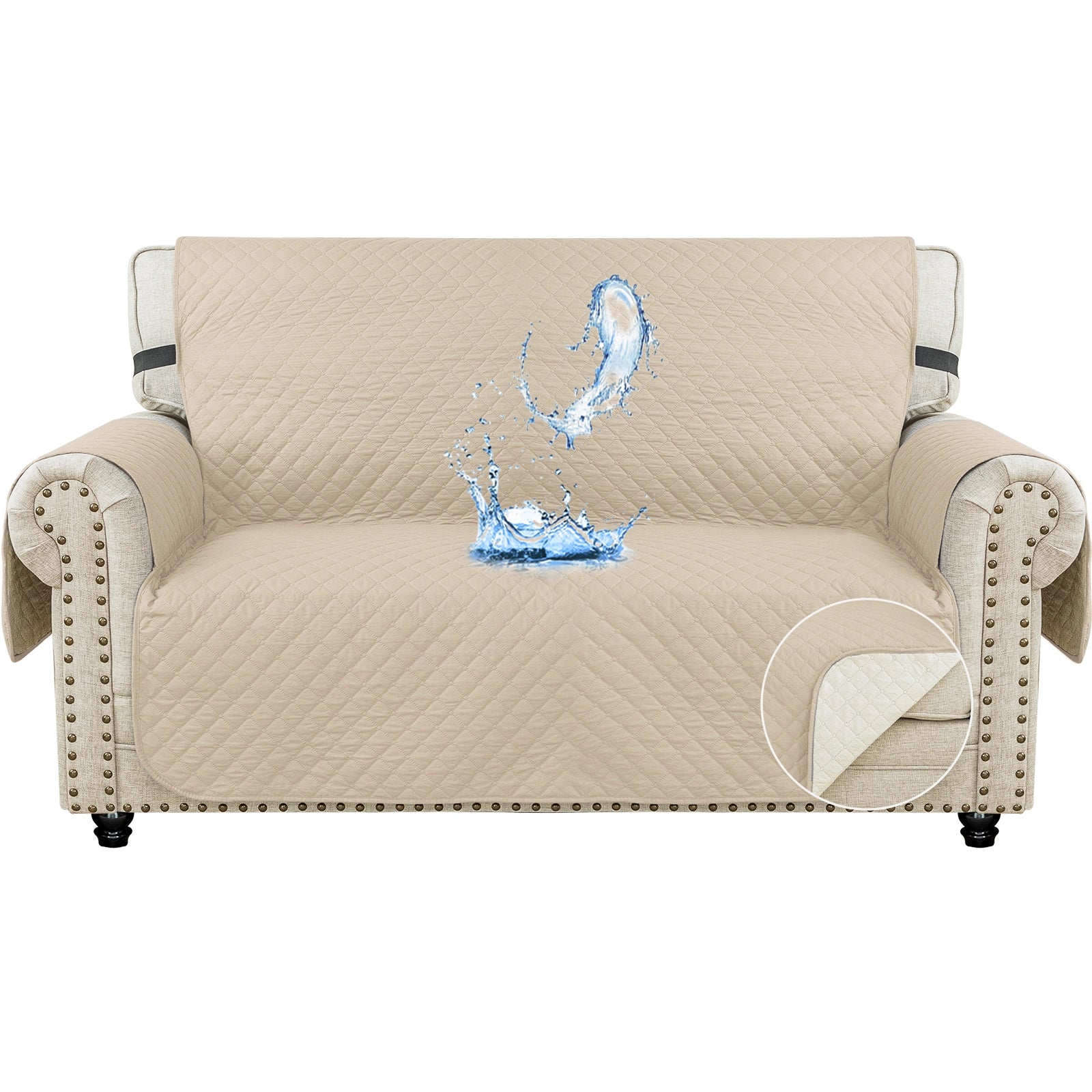 YSTYLE Waterproof 2 Seater Sofa Cover with Armrests Anti-Slip-YSTYLE