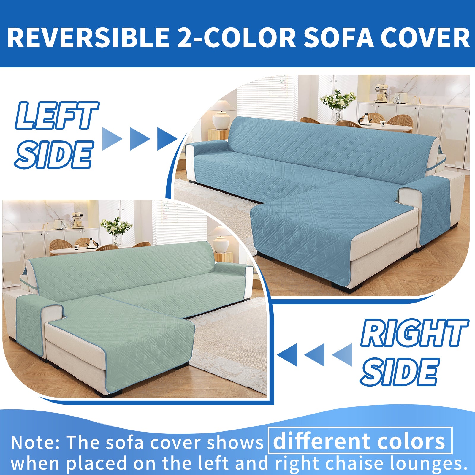 YSTYLE Reversible 4 Seater Corner Sofa Cover Quilted Anti Slip-YSTYLE