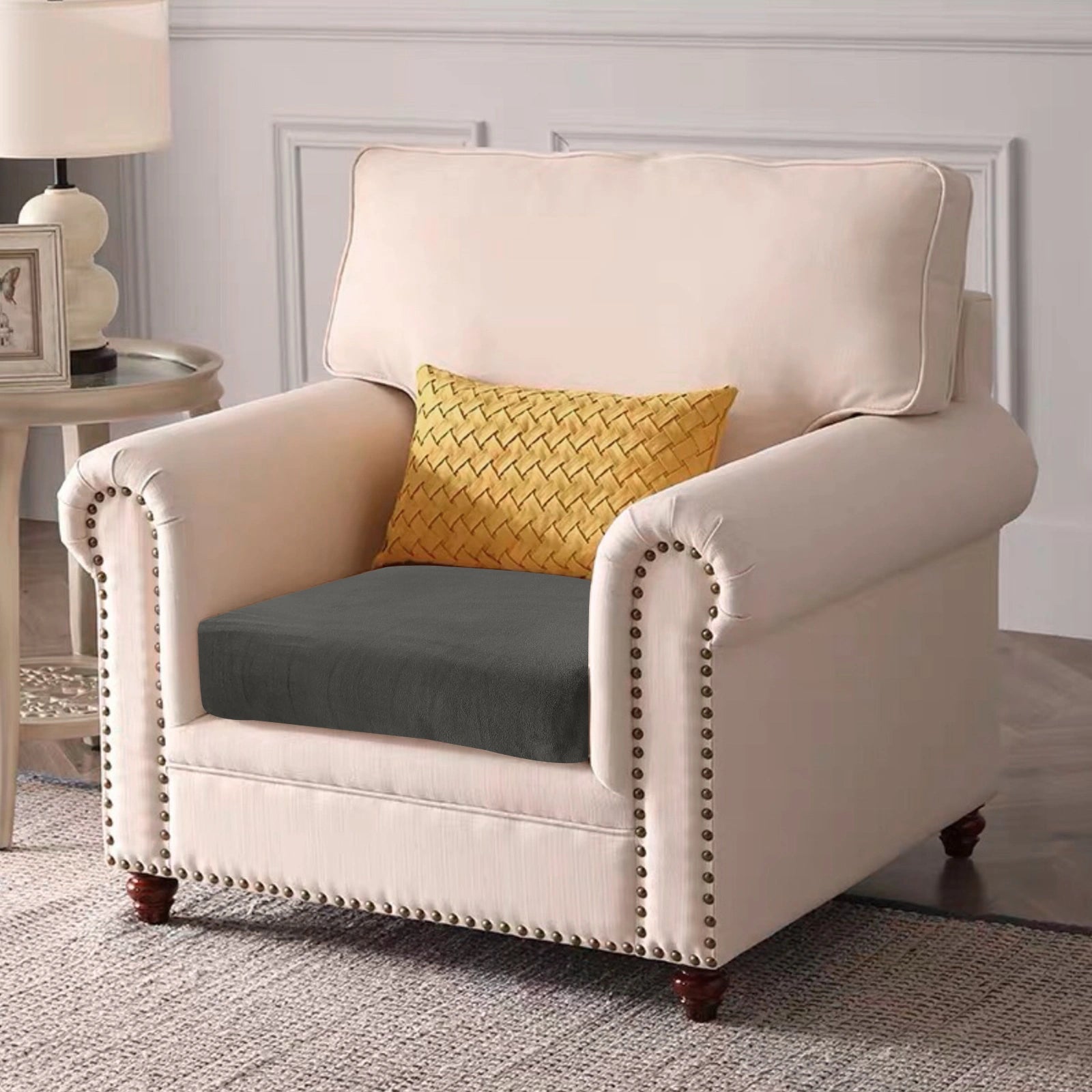 YSTYLE 1 Piece Velvet Cushion Cover – Stretch Fit, Anti-Slip, Universal for Separate Sofa Cushions