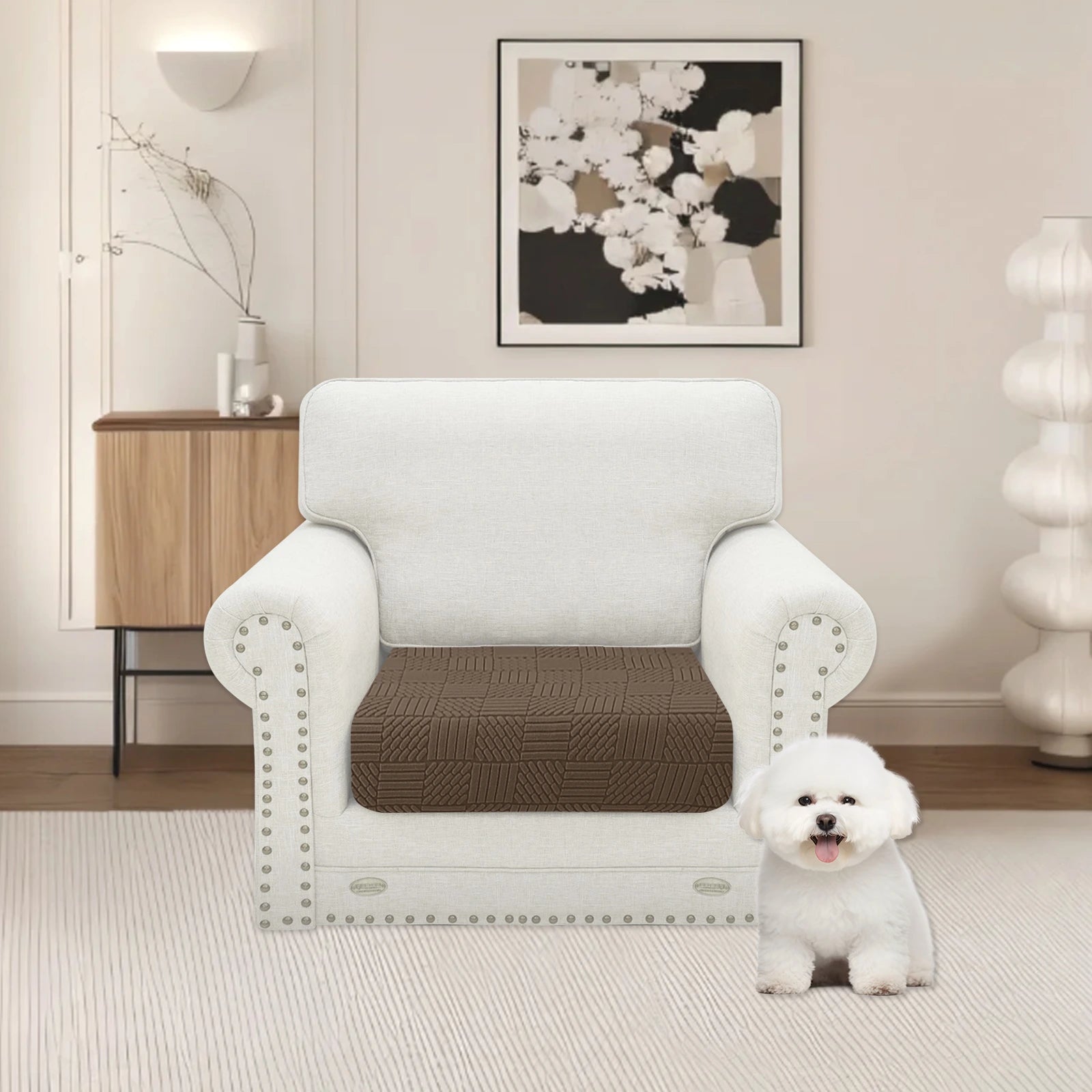 YSTYLE Stretch Sofa Seat Cover 1 Seater Geometric Pattern-YSTYLE