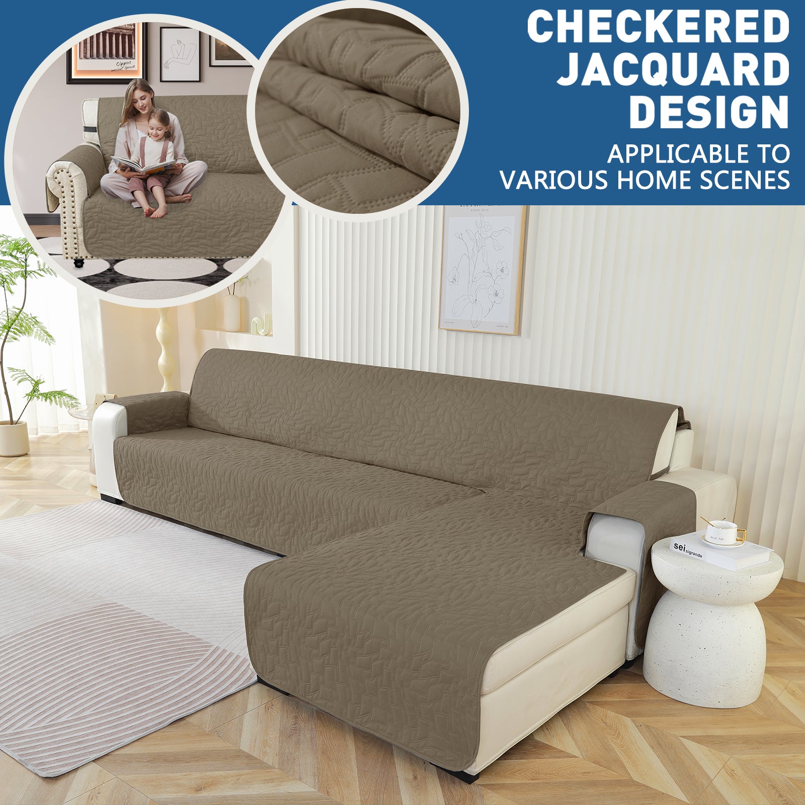 Copertura Impermeabile Reversibile per Divano Angolare a 4 Posti Penisola | YSTYLE