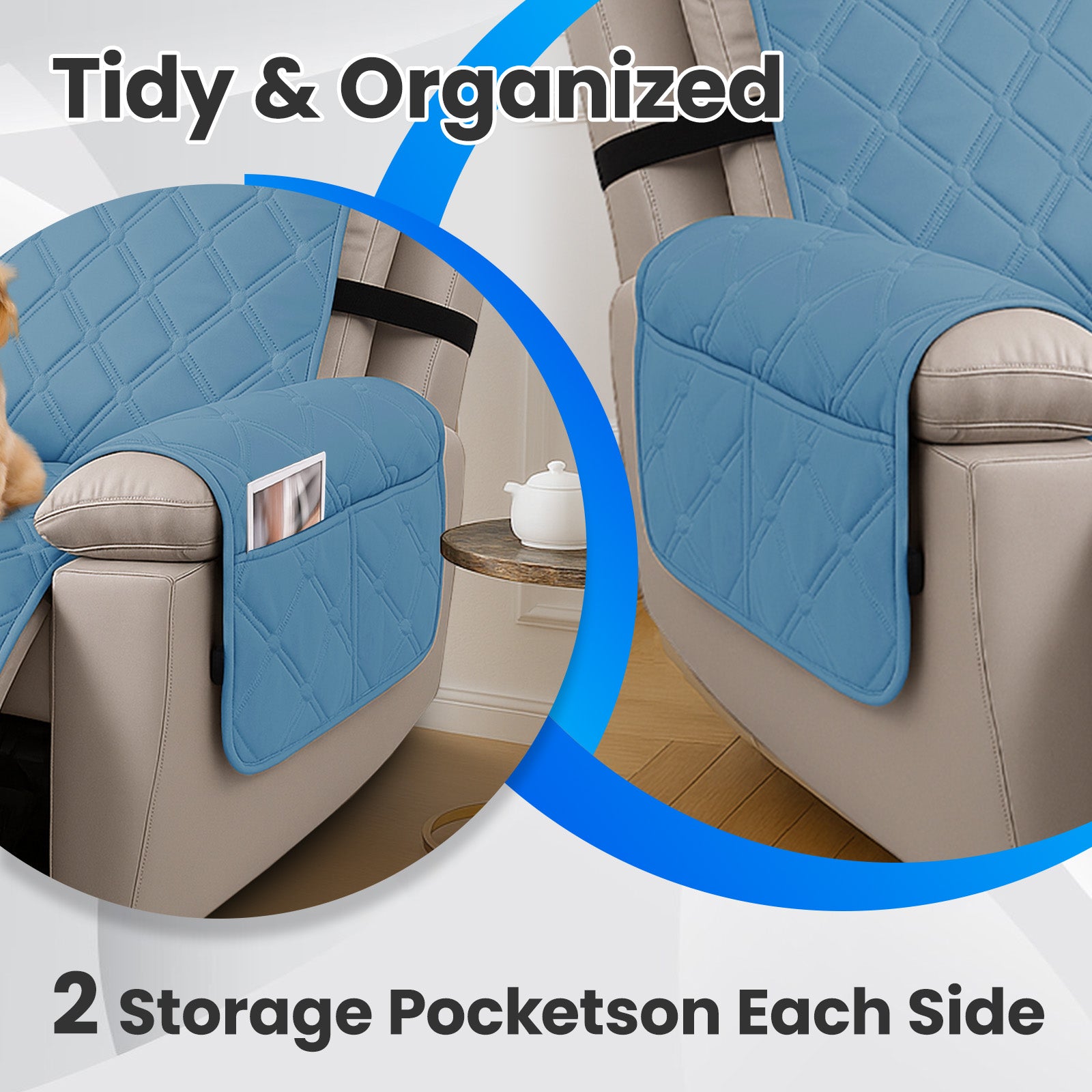 YSTYLE Waterproof Armchair Cover with Pockets and Non Slip Backing-YSTYLE