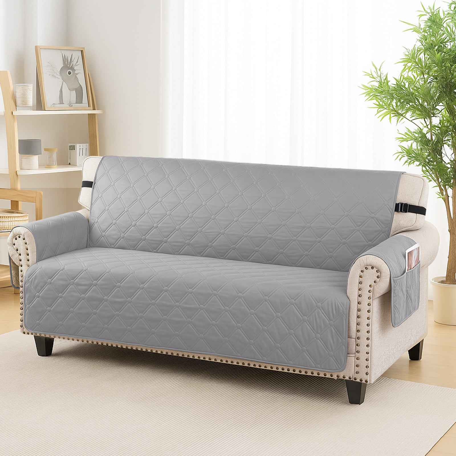 Ystyle Waterproof 2 Seater Sofa Cover with Armrests Side Pockets-YSTYLE