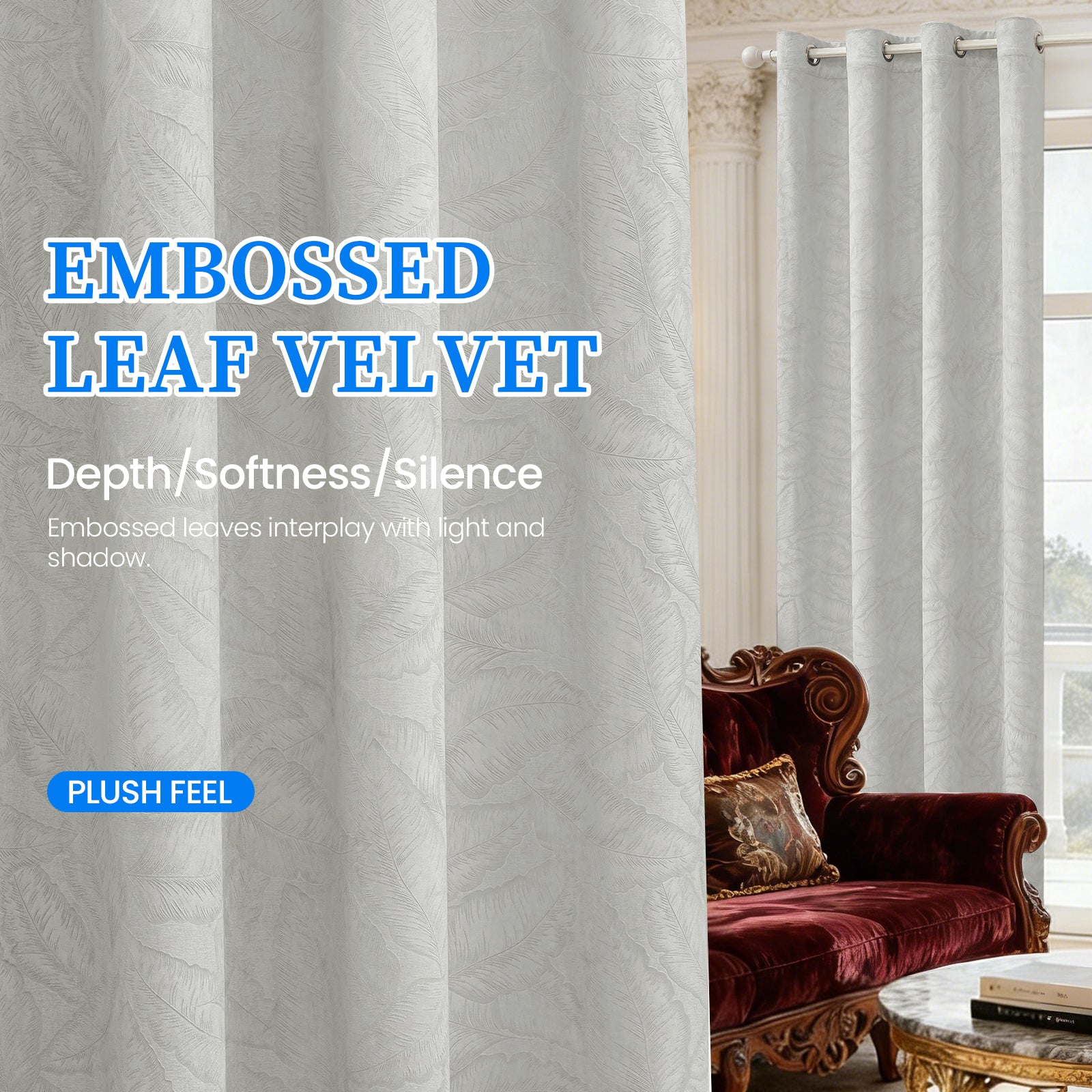 2 Pieces rideaux opacifiants with Stainless Steel Eyelets thermique Polyester Panels