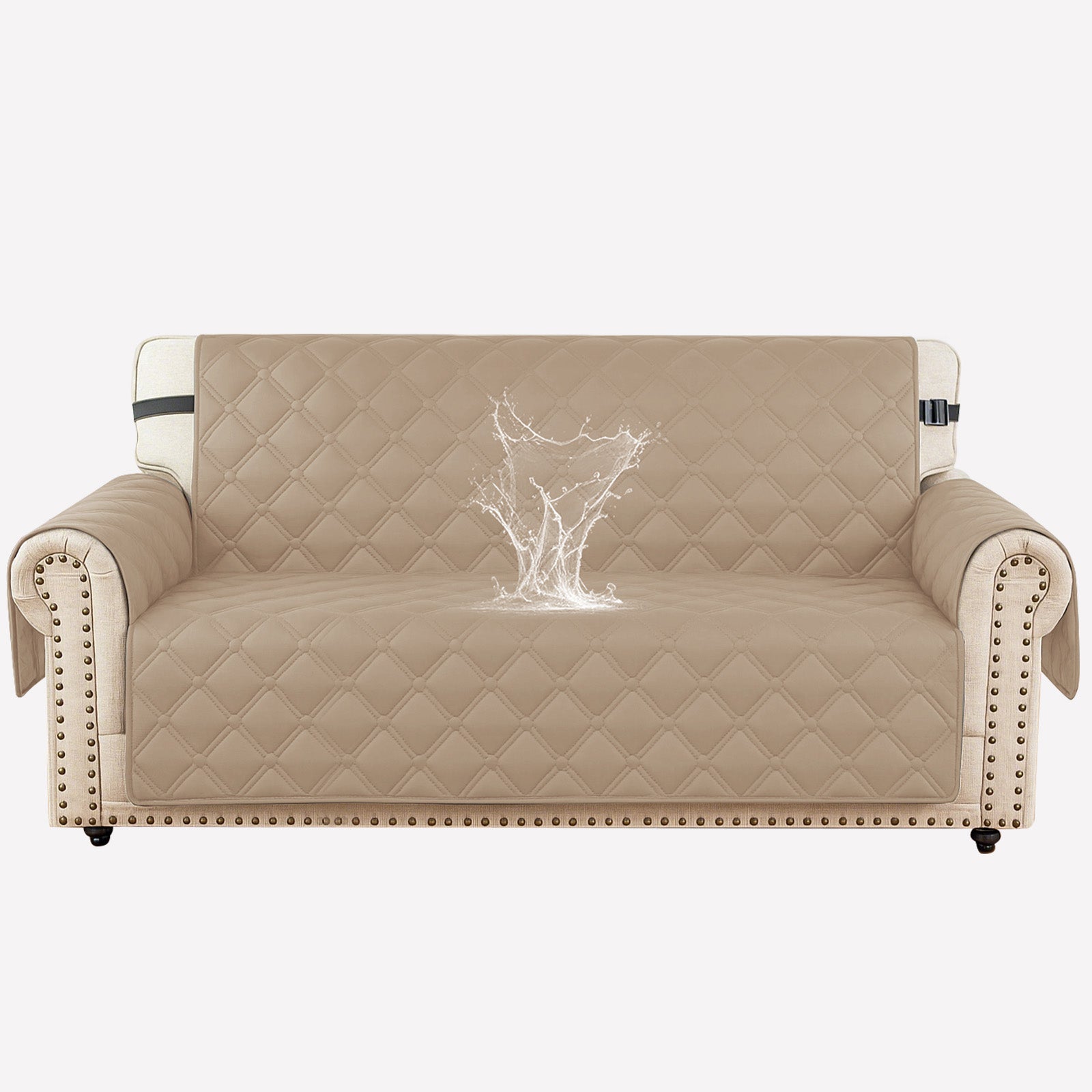 Ystyle Waterproof 2 Seater Sofa Cover with Armrests Side Pockets