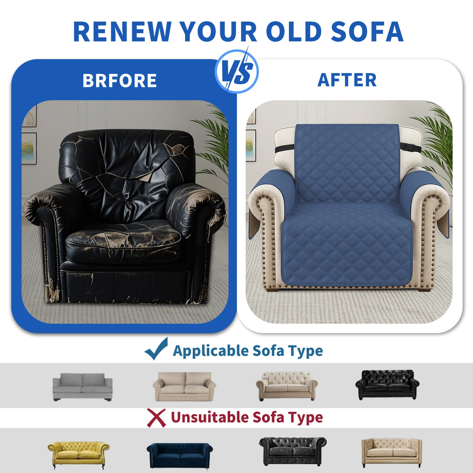 Ystyle 100% Waterproof 2 Seater Sofa Cover with Side Pockets-YSTYLE