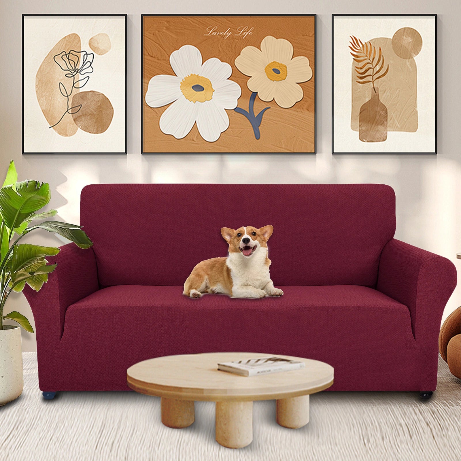 YSTYLE 2 Seater Sofa Cover – Stretch Jacquard, Anti-Slip, Cat-Proof, Washable, Full Cover-Knot