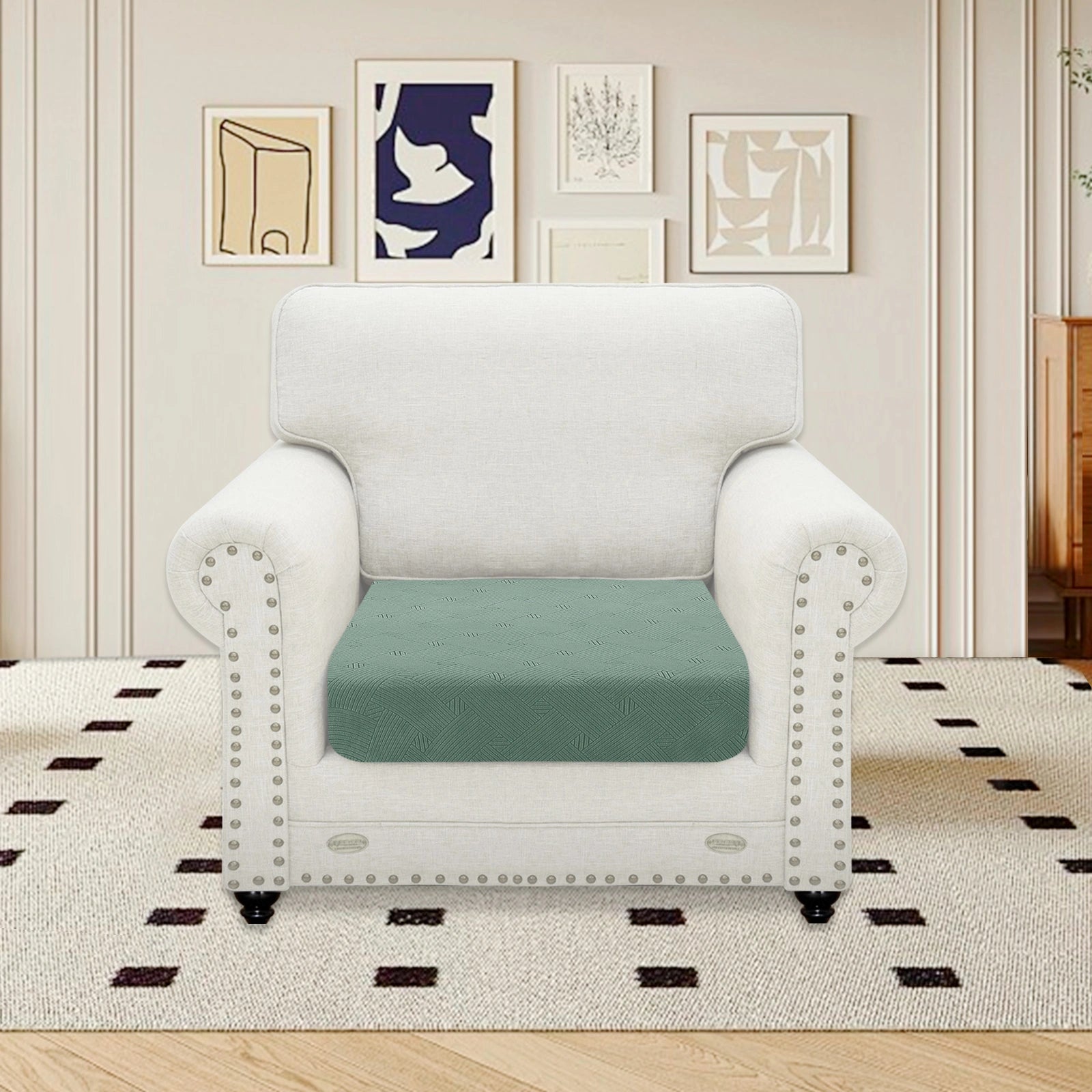 YSTYLE Sofa 1 Piece Cushion Cover – Stretch Fit, Anti-Slip, Geometric Pattern, Universal Use, Full Protection-Intertwined Pattern