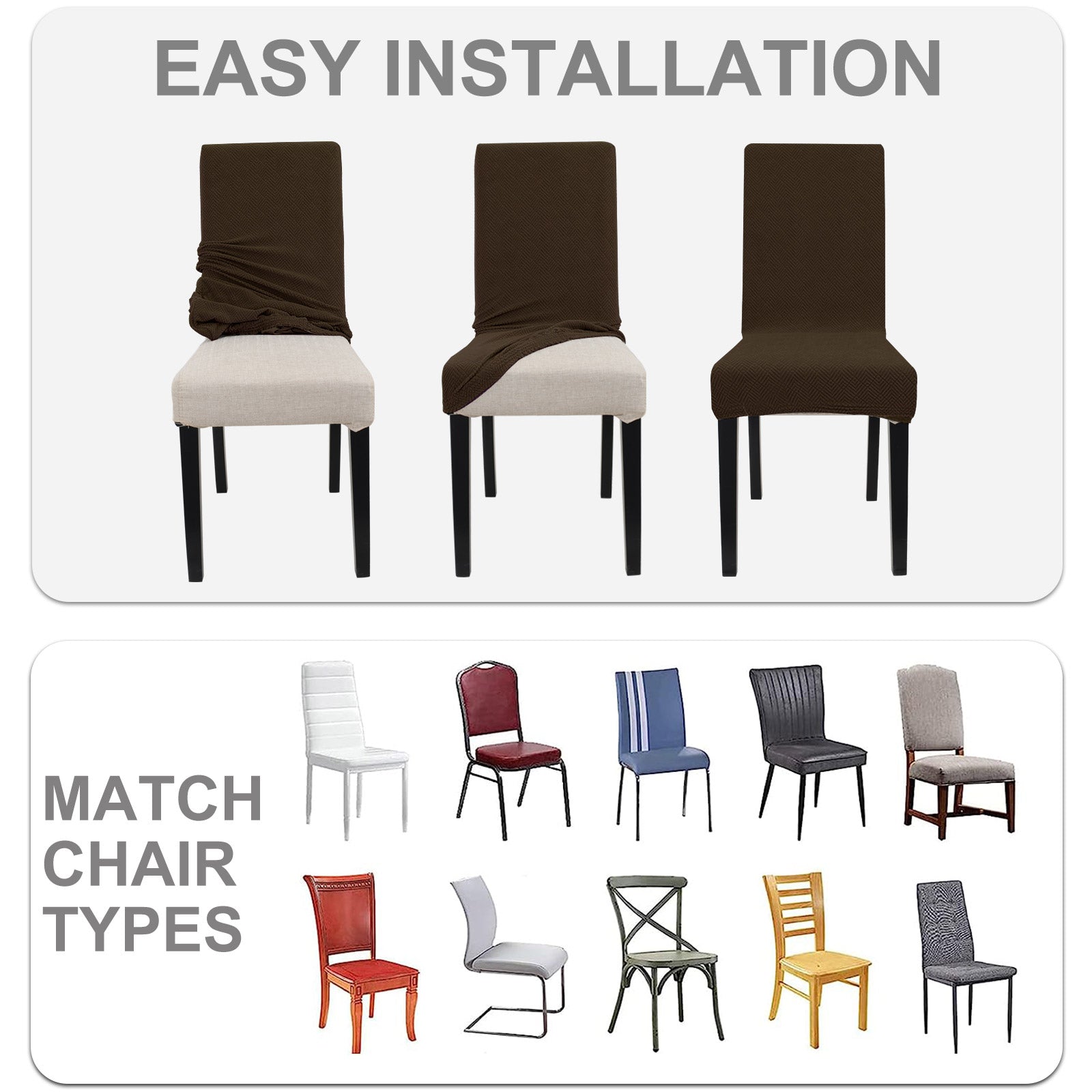 YSTYLE 2 Pieces élastique Dining Chair couvertures Diamond Jacquard