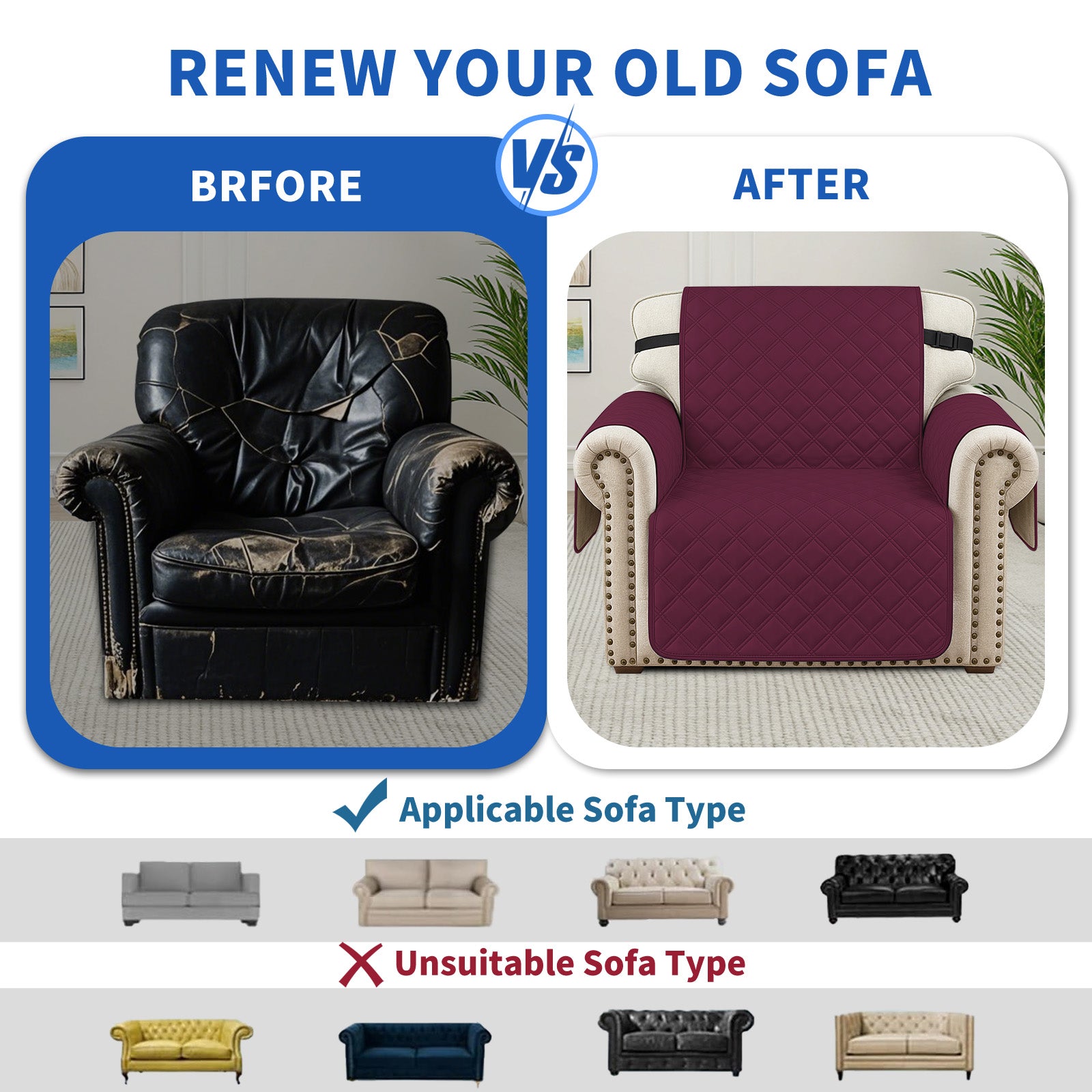 Ystyle 100% Waterproof 2 Seater Sofa Cover with Side Pockets-YSTYLE