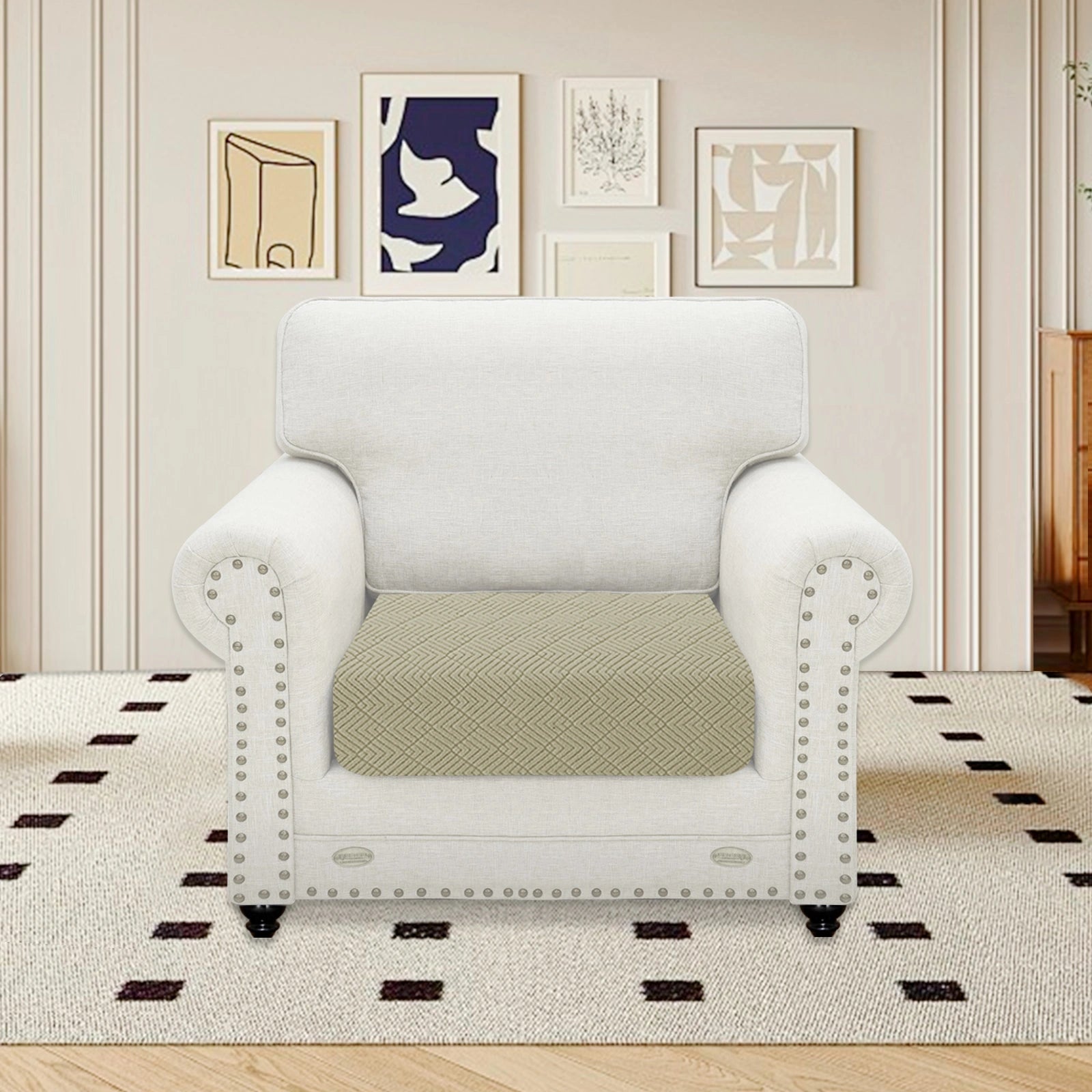 YSTYLE 1 Piece Sofa Cushion Cover – Stretch Fit, Universal Use, Anti-Slip, Scratch Resistant, Geometric Design-Rhombic