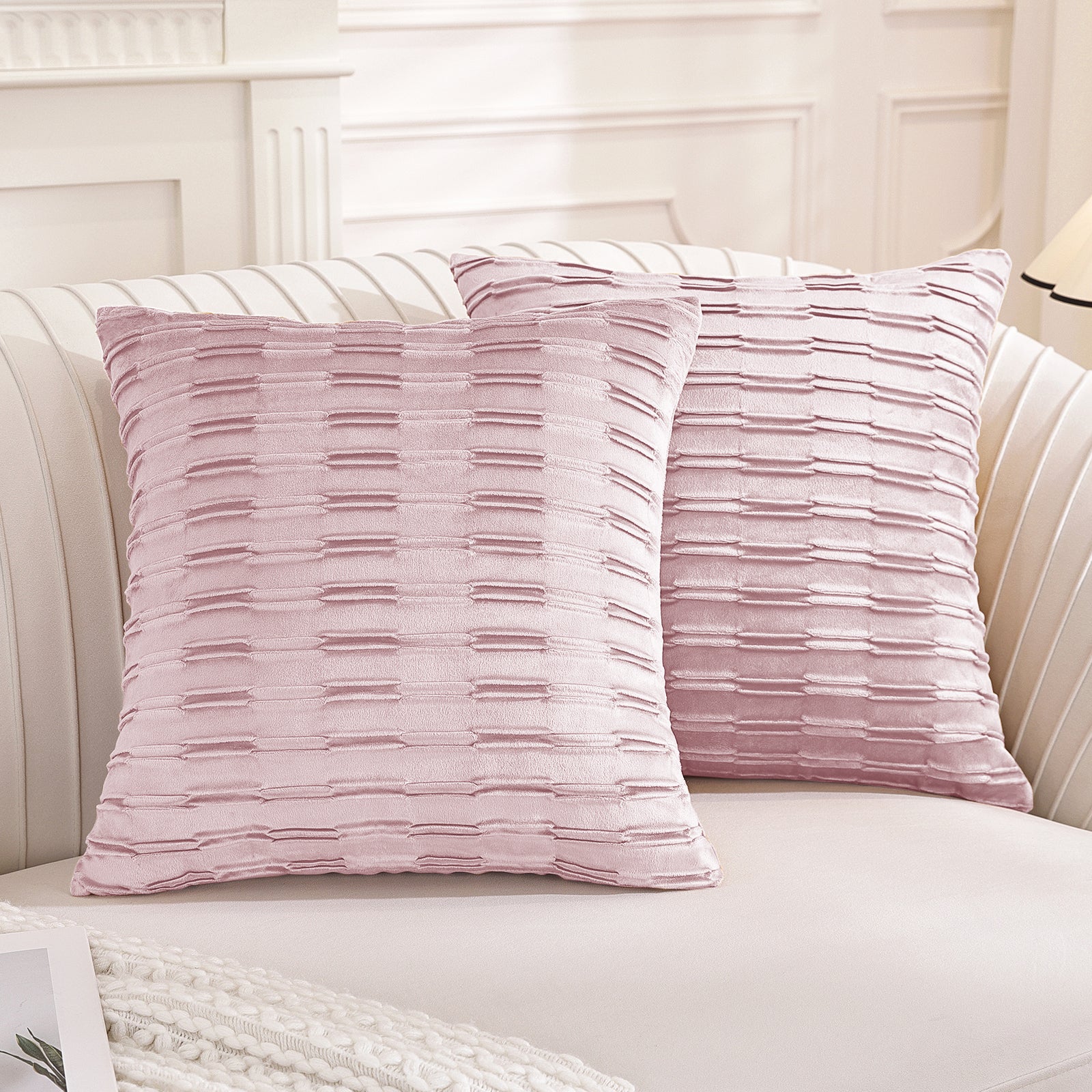 Ystyle Sofa Cushion Covers 40 x 40 cm Set of 2 Soft Velvet Sofa Cushion Covers Modern Bedroom Sofa Bed Invisible Zipper Washable Elegant Durable