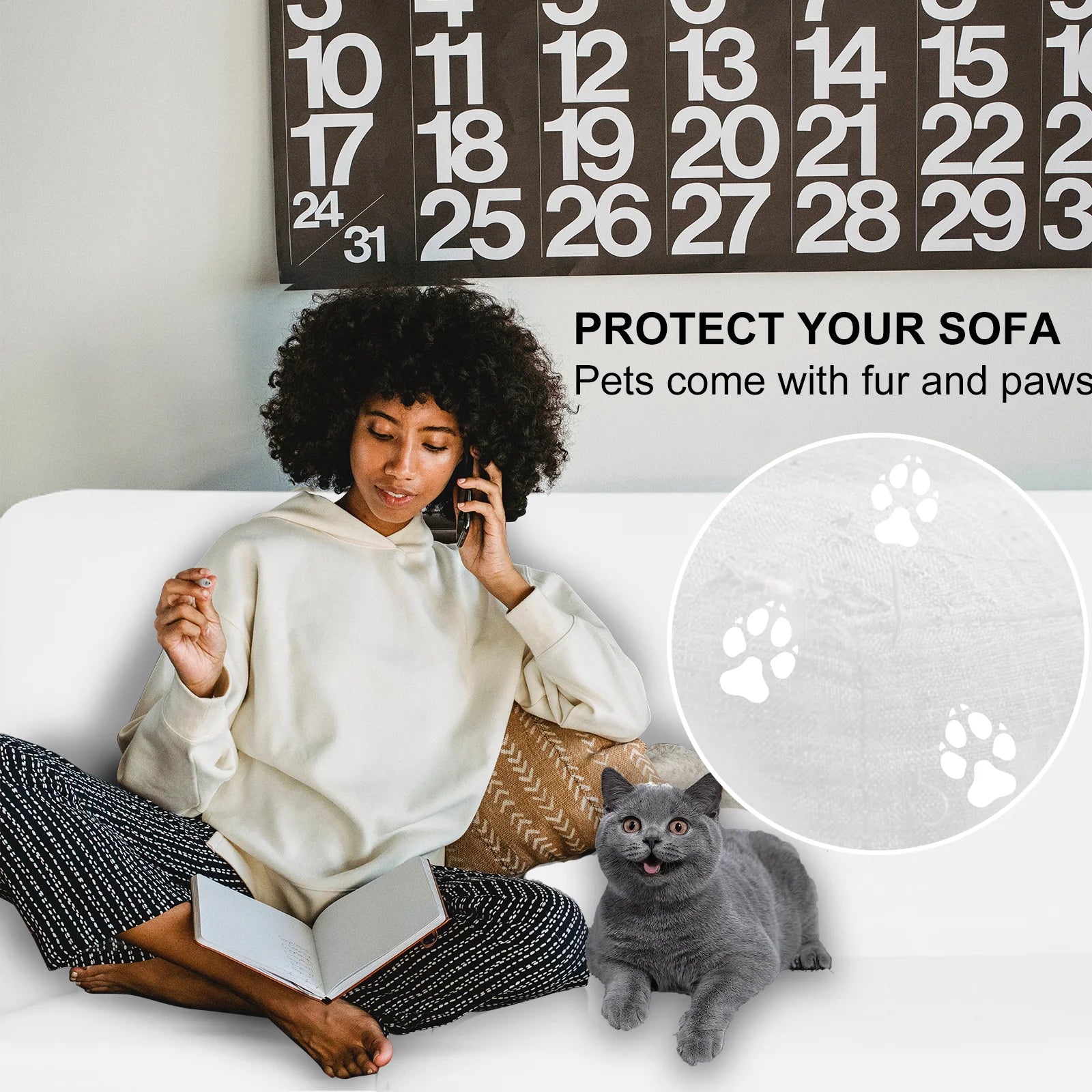 YSTYLE Velvet 1 Seater Sofa Cover – Stretch Fit, Anti-Scratch, Pet-Friendly, Non-Slip, Washable