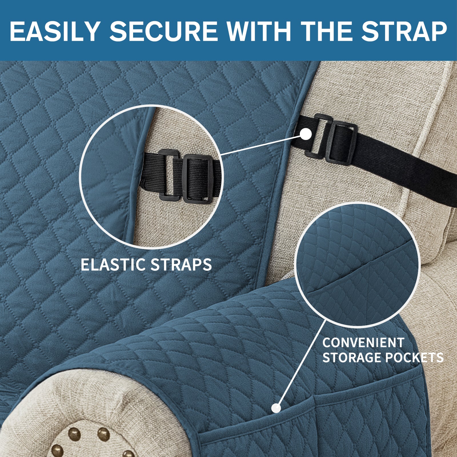 Copertura per divano impermeabile YSTYLE per 3 posti con braccioli, antiscivolo