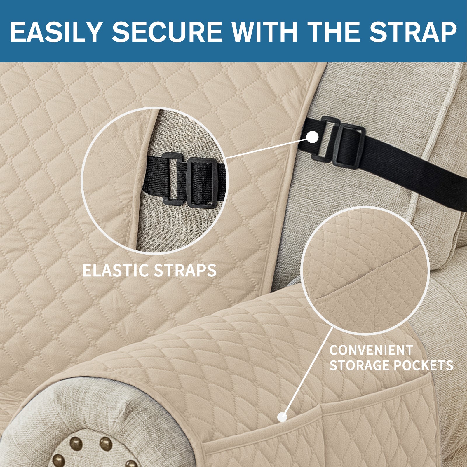 Copertura per divano impermeabile YSTYLE per 3 posti con braccioli, antiscivolo