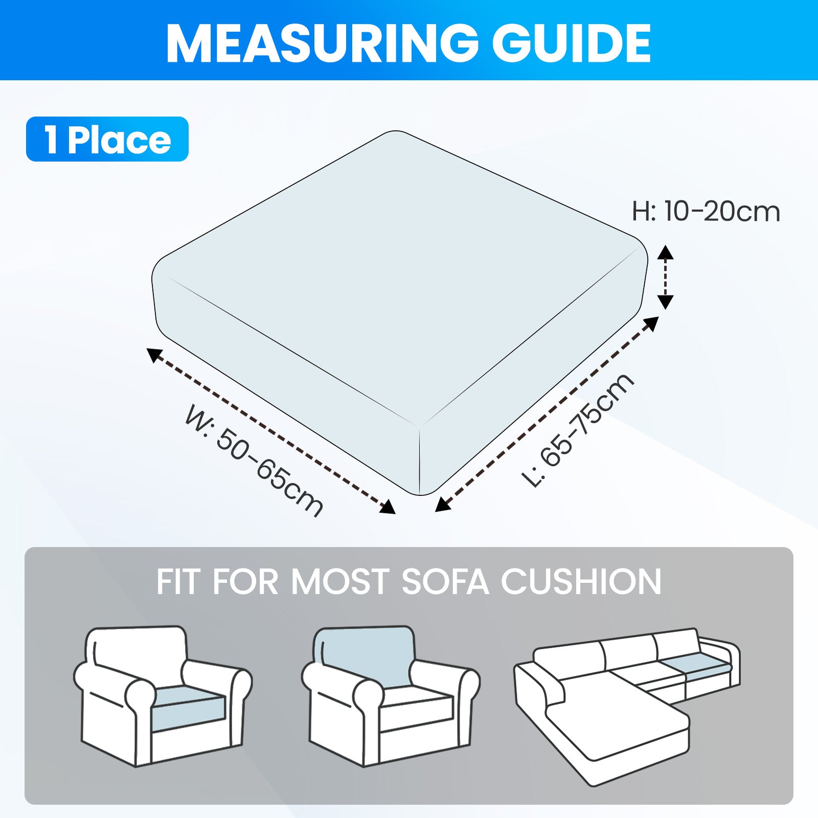 Ystyle 1 Piece Elastic Sofa Seat Cover, Universal Living Room Cushion Cover, Separate Sofa Cushion Slipcovers, Non-Slip, Stain-Resistant, Super Soft & Washable