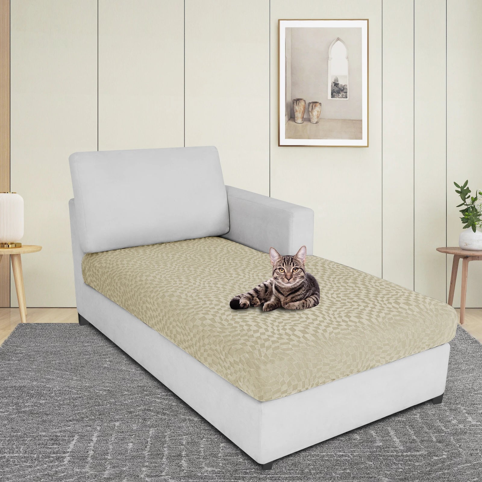 YSTYLE Stretch Sofa Seat Cover Chaise Cover Geometric Anti Slip-YSTYLE