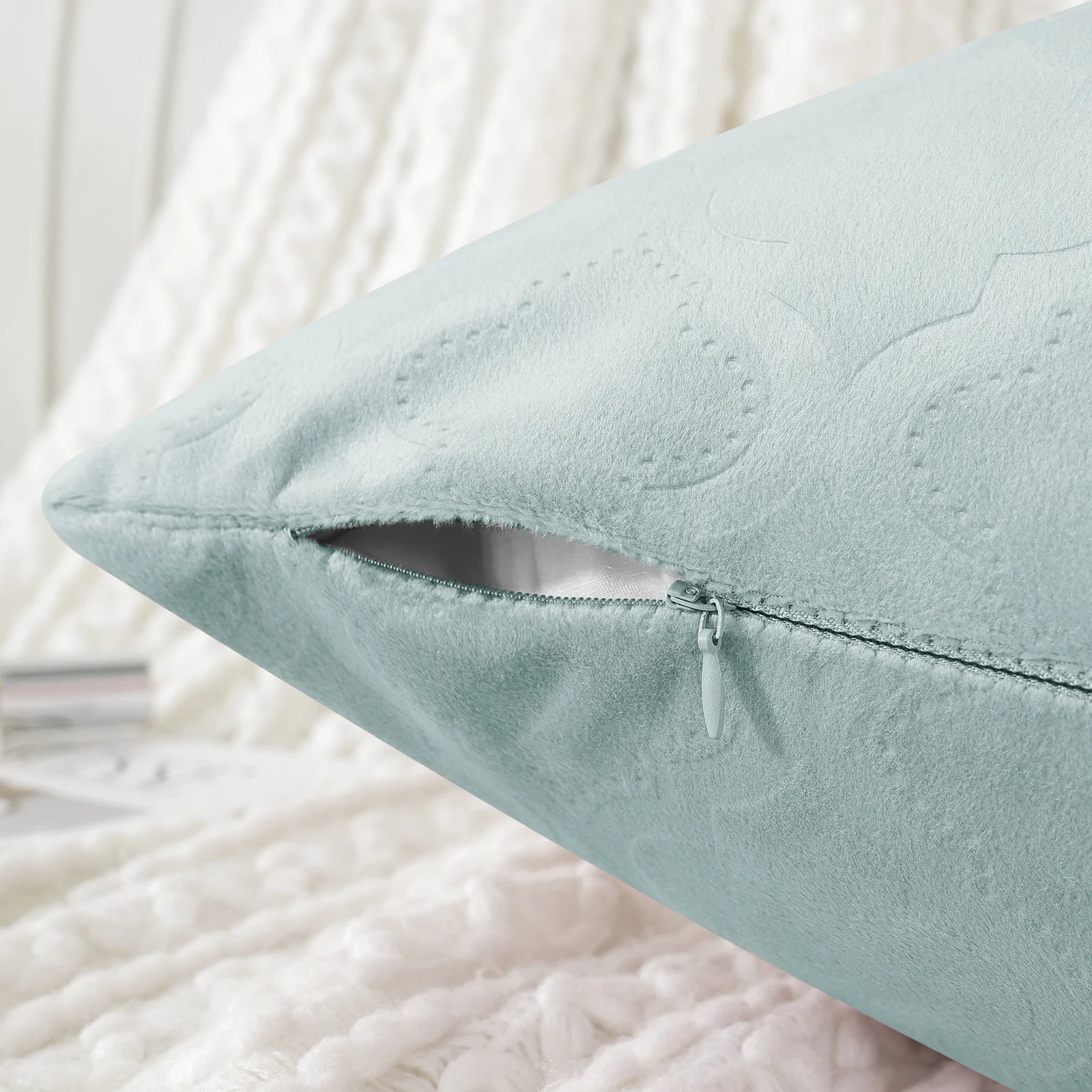 YSTYLE Velvet Sofa Cushion Covers, Decorative Throw Pillow Covers, 2 pcs, Hidden Zipper-Gourd Shape