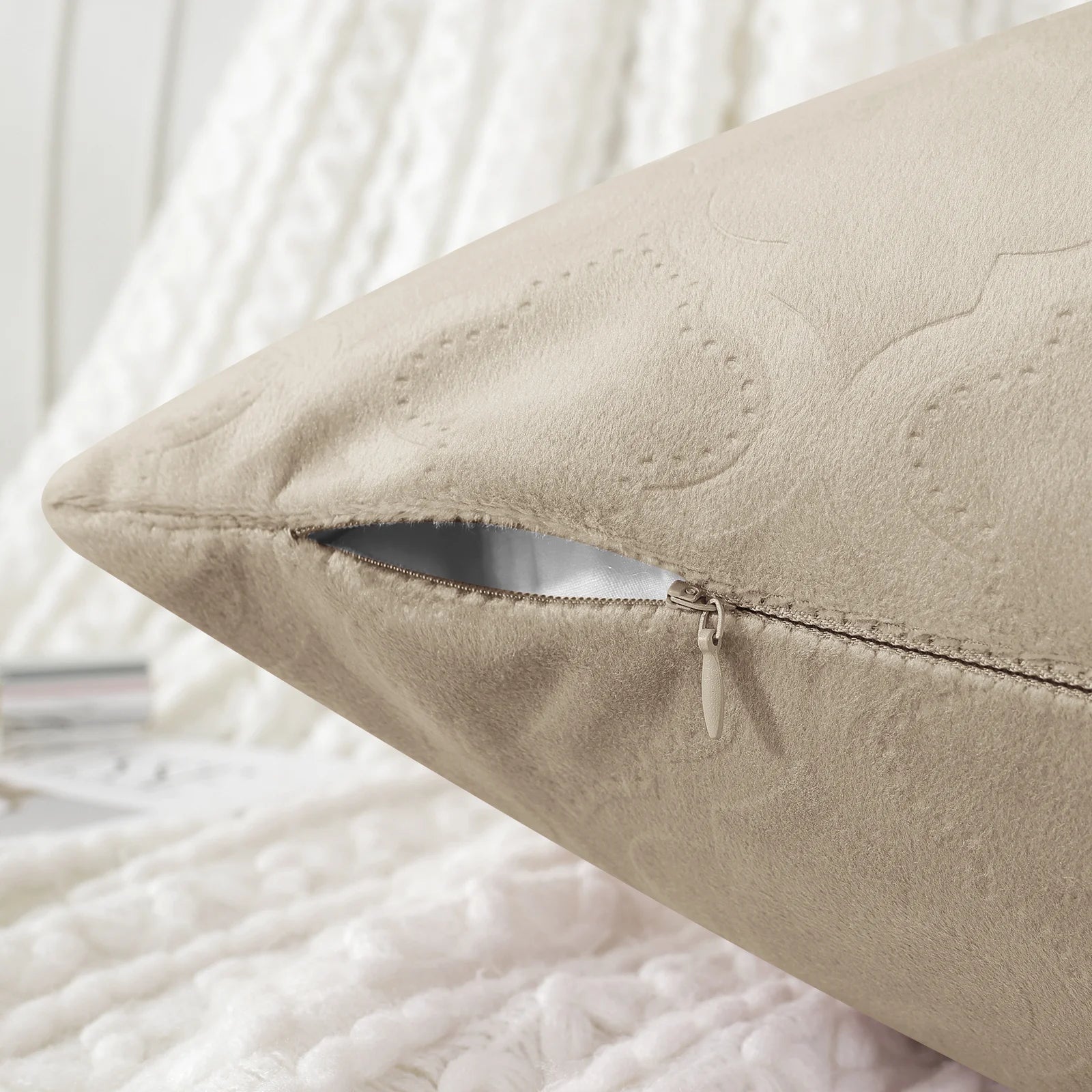 YSTYLE Velvet Sofa Cushion Covers, Decorative Throw Pillow Covers, 2 pcs, Hidden Zipper-Gourd Shape