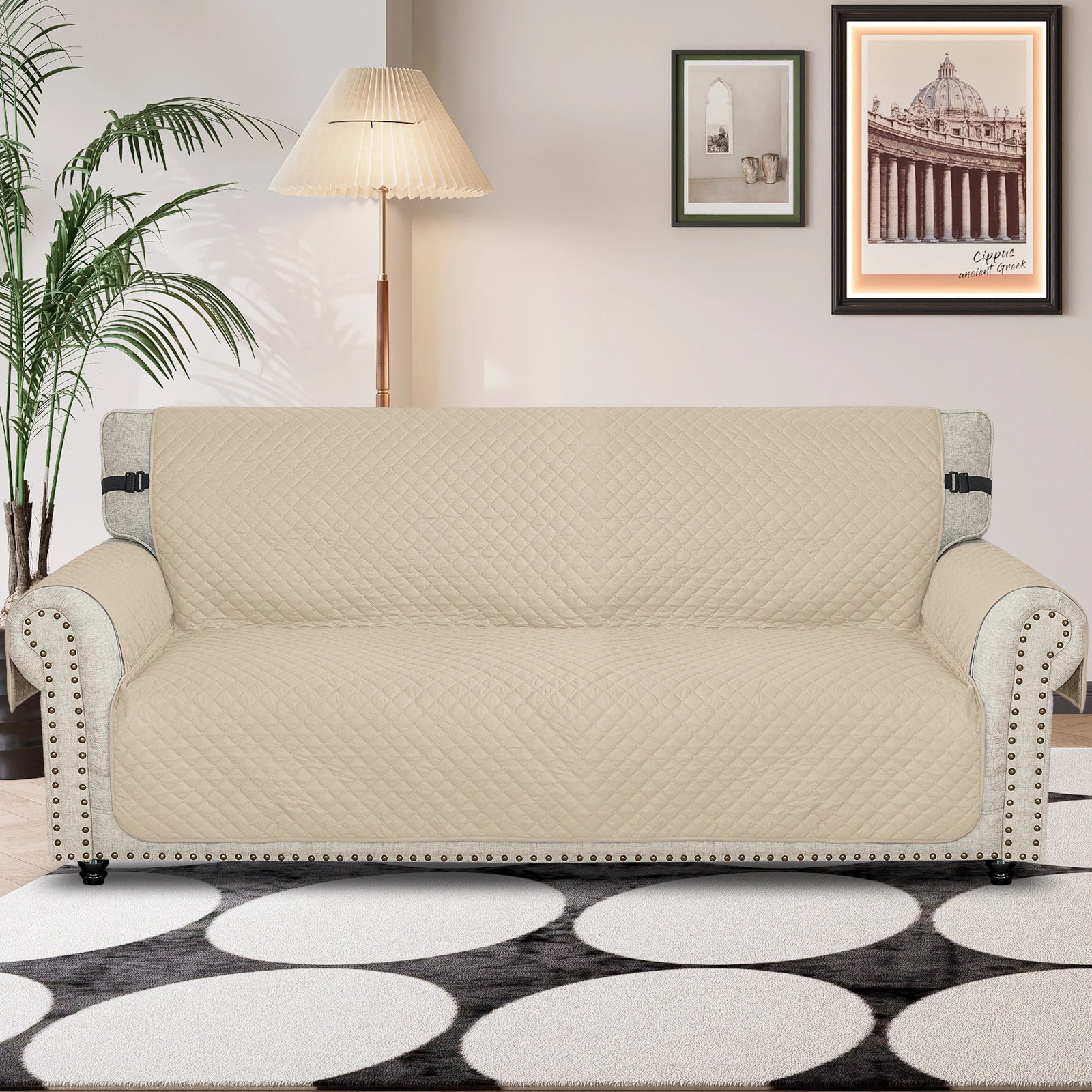 YSTYLE Waterproof 4 Seater Sofa Cover with Side Pockets Anti-Slip-YSTYLE