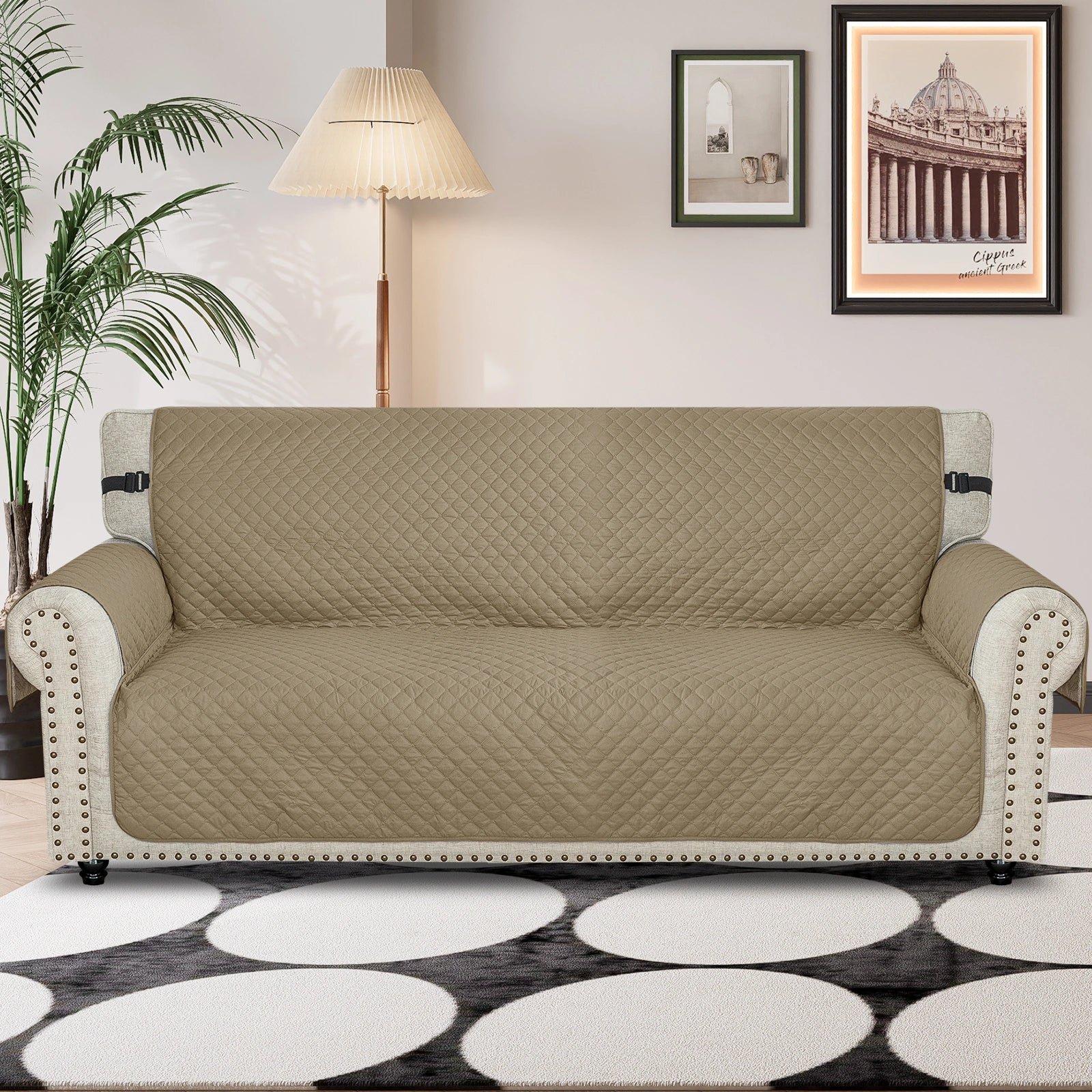 YSTYLE 3 Seater Couch Protector & WaterProof – Stretch Sofa Cover, Anti-Slip with Storage Pocket, Ideal for Pets-Rhombic