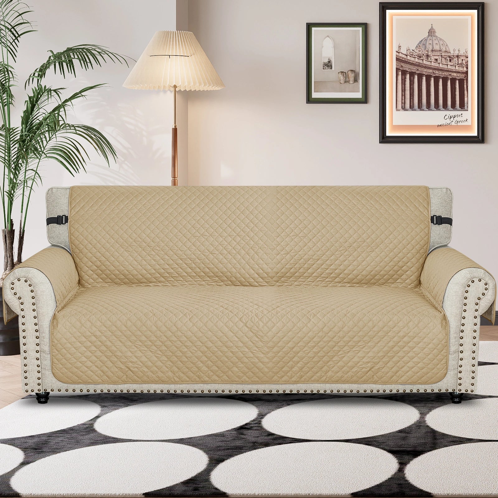 YSTYLE Waterproof 4 Seater Sofa Cover with Side Pockets Anti-Slip-YSTYLE