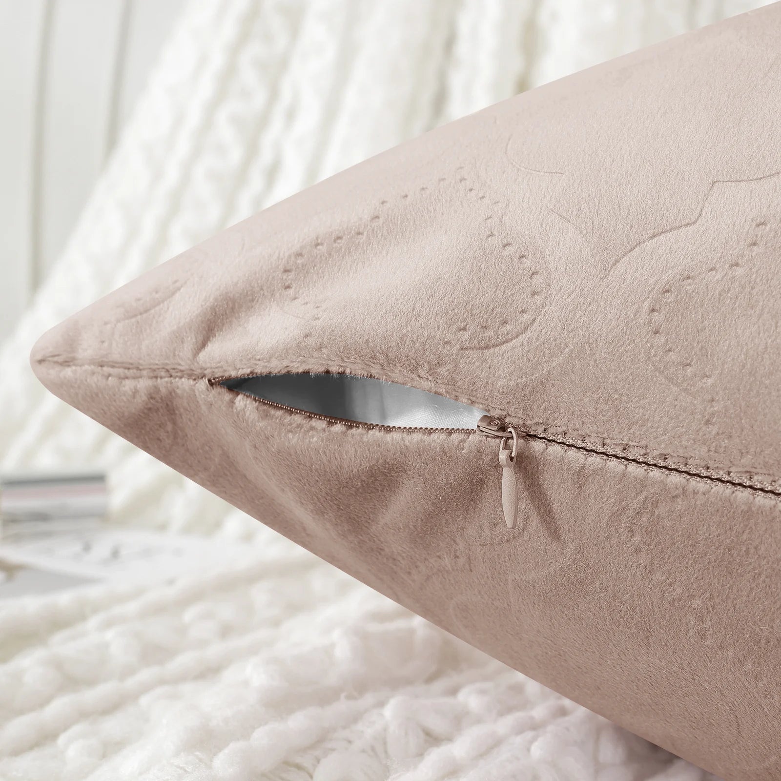 YSTYLE Velvet Sofa Cushion Covers, Decorative Throw Pillow Covers, 2 pcs, Hidden Zipper-Gourd Shape