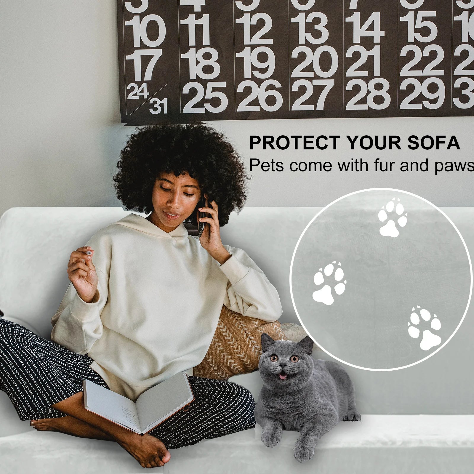 YSTYLE Velvet 1 Seater Sofa Cover with Armrests Stretch Anti Slip-YSTYLE