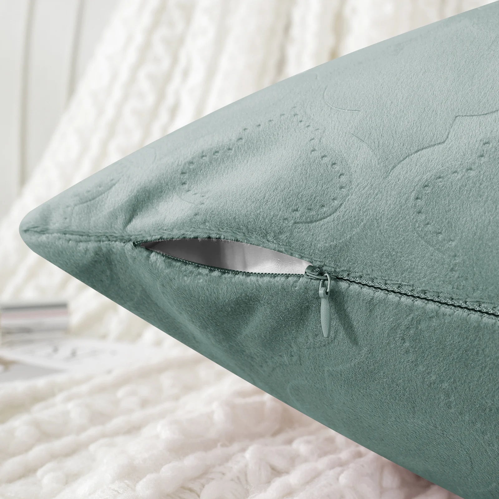 YSTYLE Velvet Sofa Cushion Covers, Decorative Throw Pillow Covers, 2 pcs, Hidden Zipper-Gourd Shape